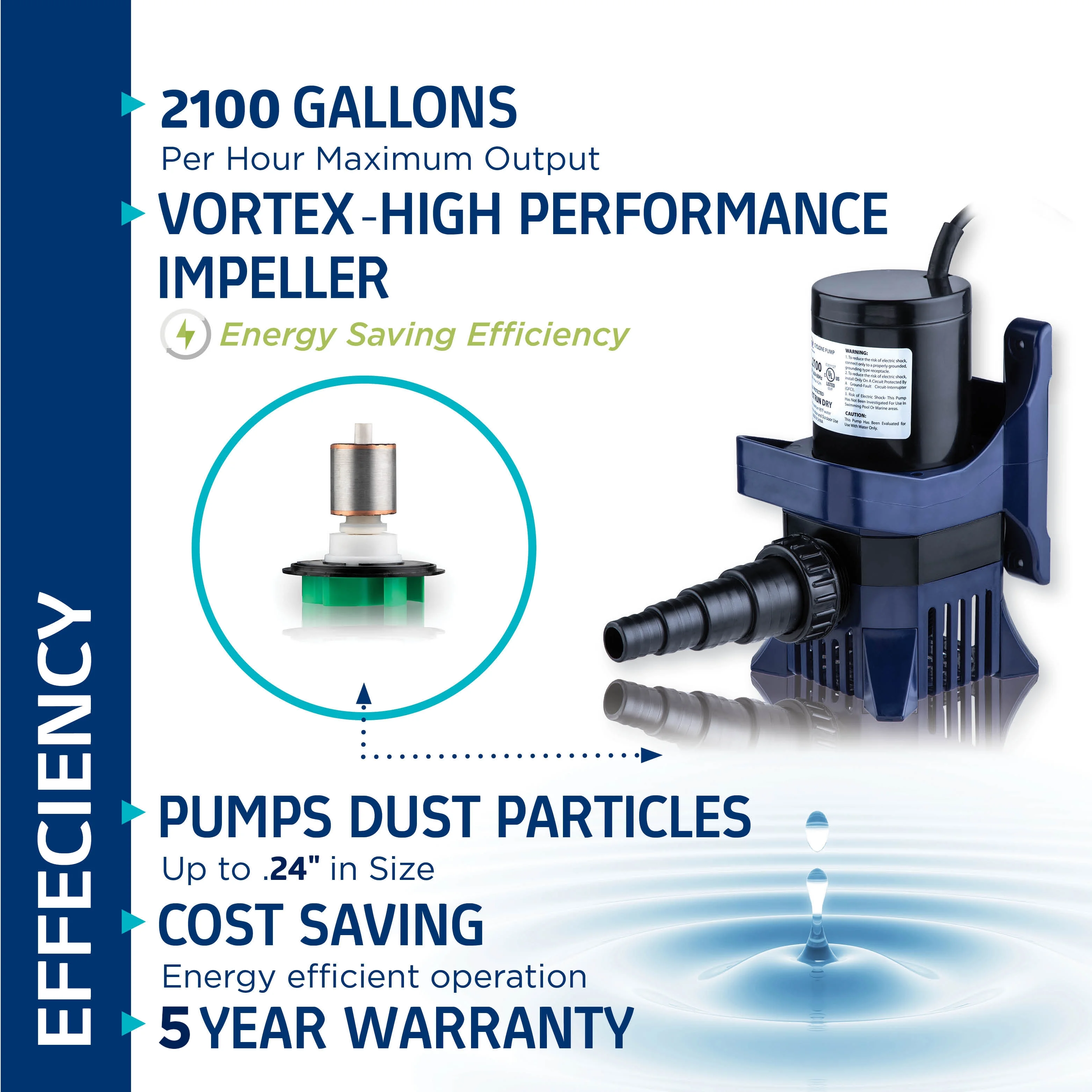 Alpine Corporation 2100 GPH Cyclone Pond Pump Submersible - Image 18