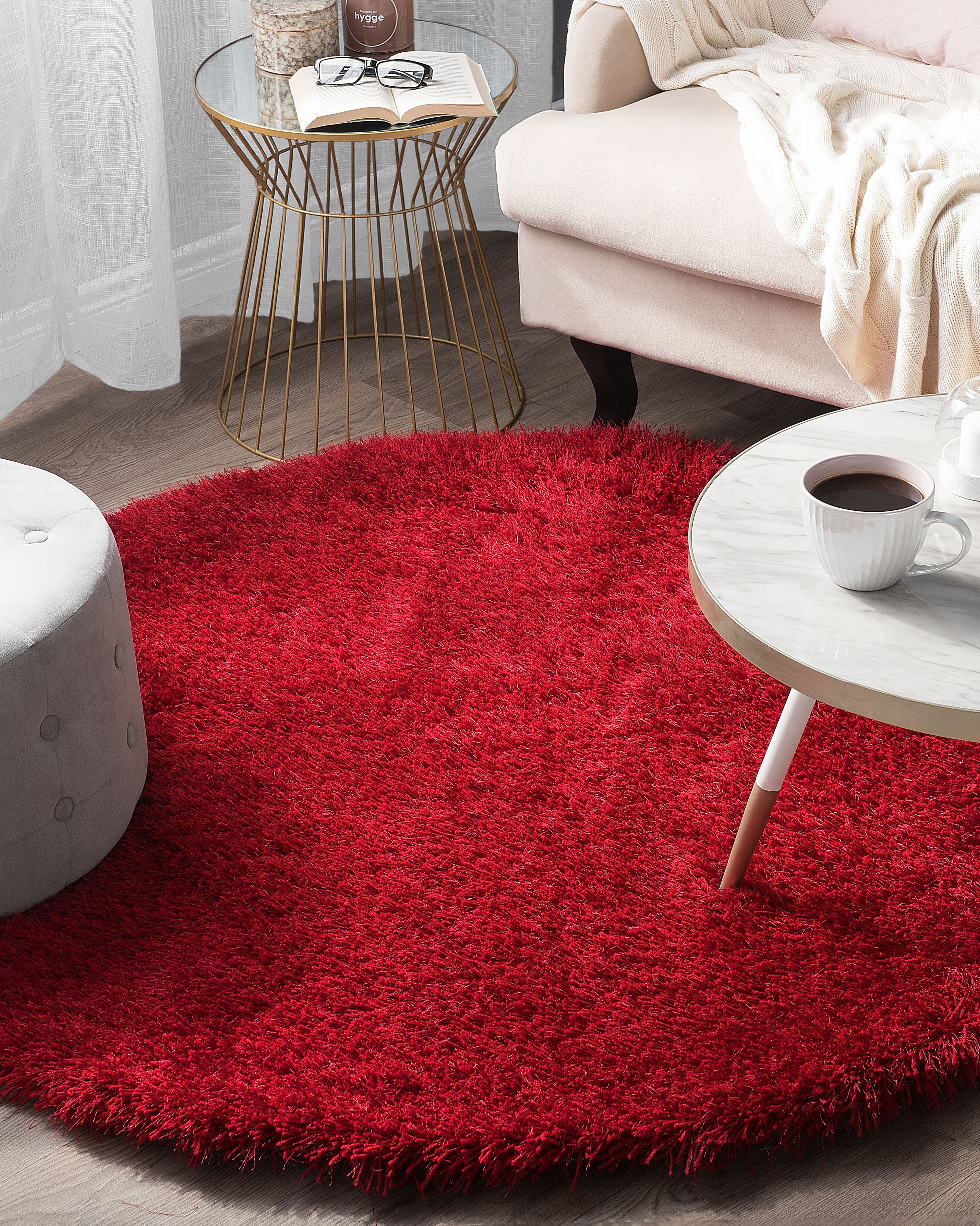Shaggy Rug CIDE Red ø 140 cm