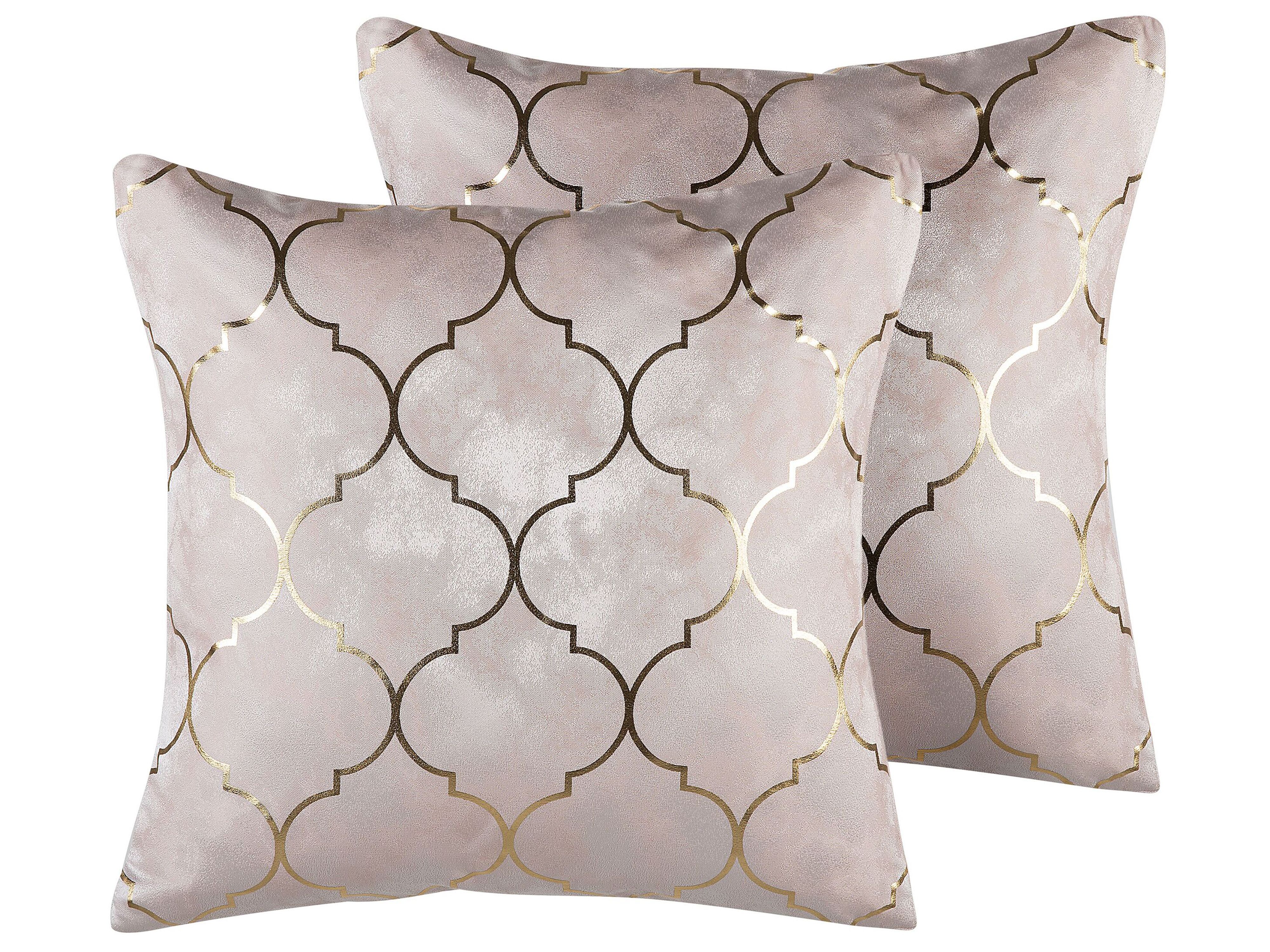 Set of 2 Decorative Cushions ALYSSUM 45 x 45 cm Pink Trellis Pattern