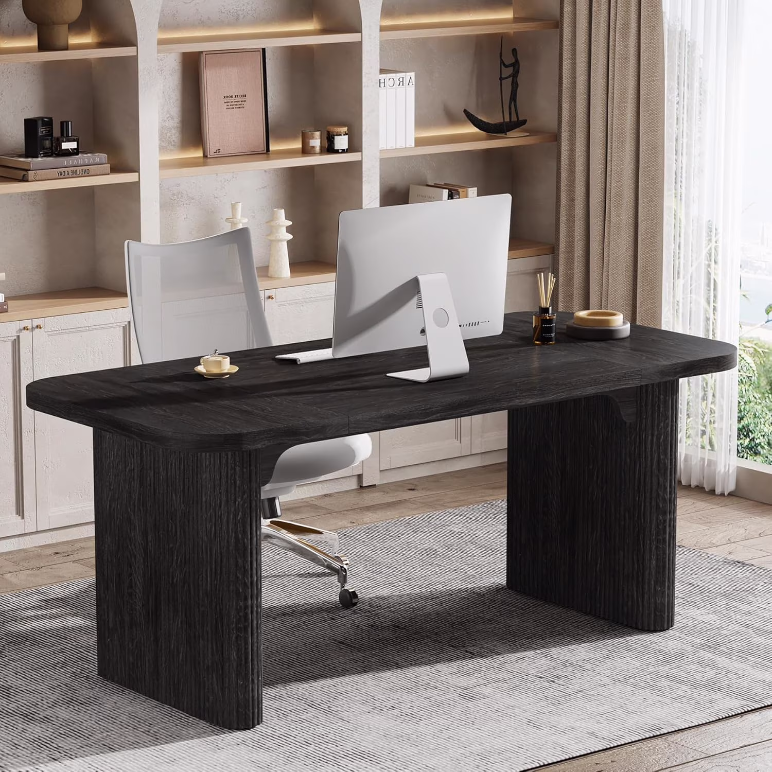 Tribesigns 63'' Computer Desk, Simple Rectangular Writing Table for Home Office Study Room Bedroom - Image 7
