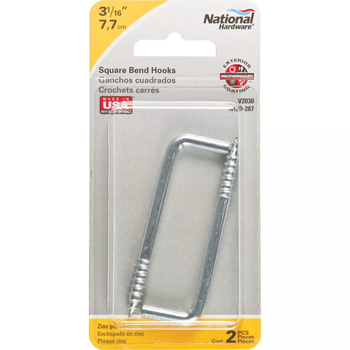 National Hardware Square Bend Screw Hook Shoulder Hook (2 Count)