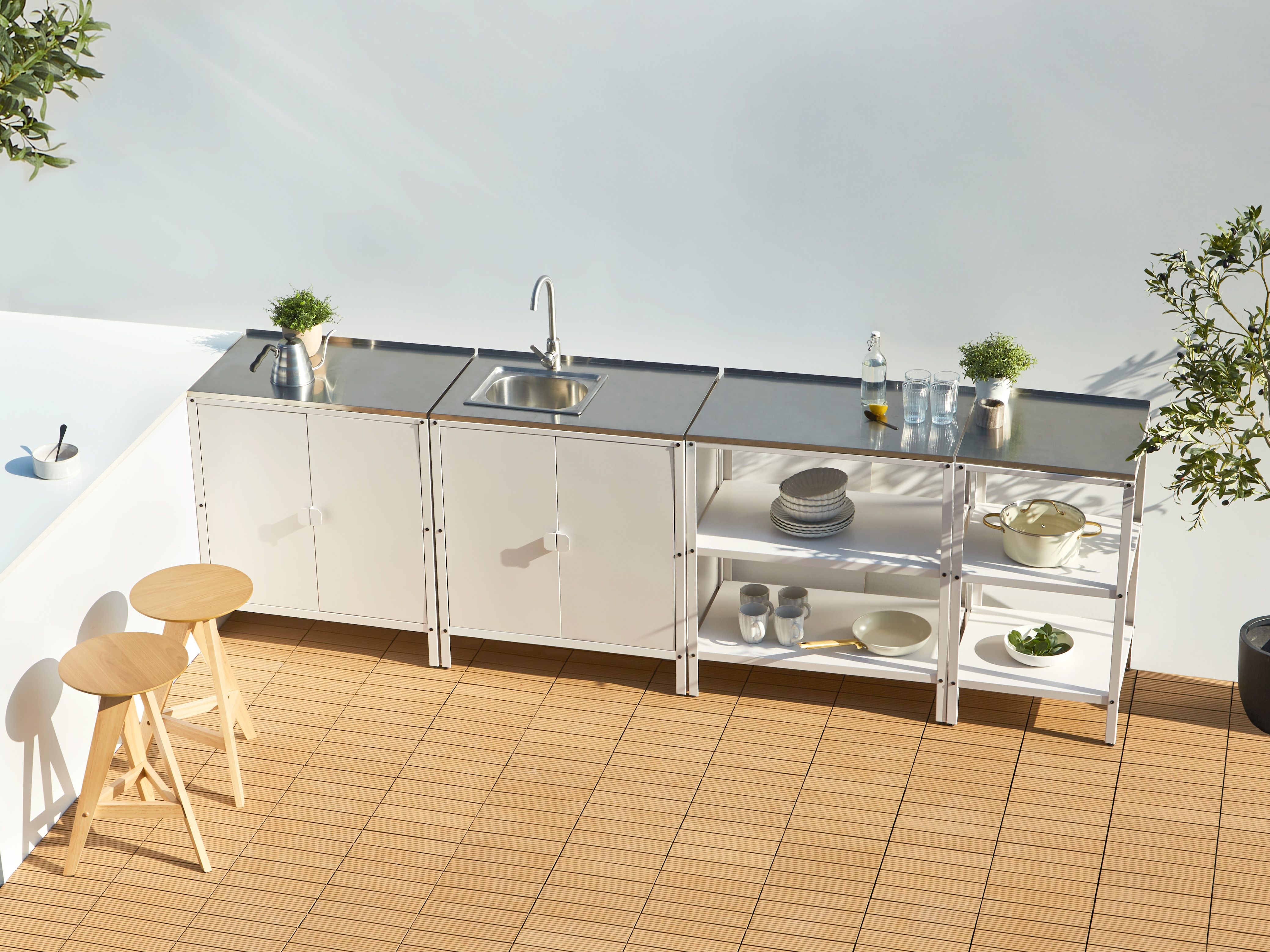 4 Piece Outdoor Kitchen Set with Sink VILAMA Metal White