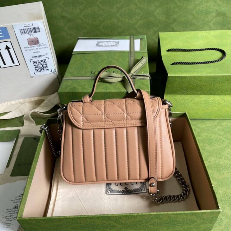 Replica Gucci Gg Marmont Rose Beige Matelasse Leather Mini Top Handle Bag 5835711:1High-quality replica