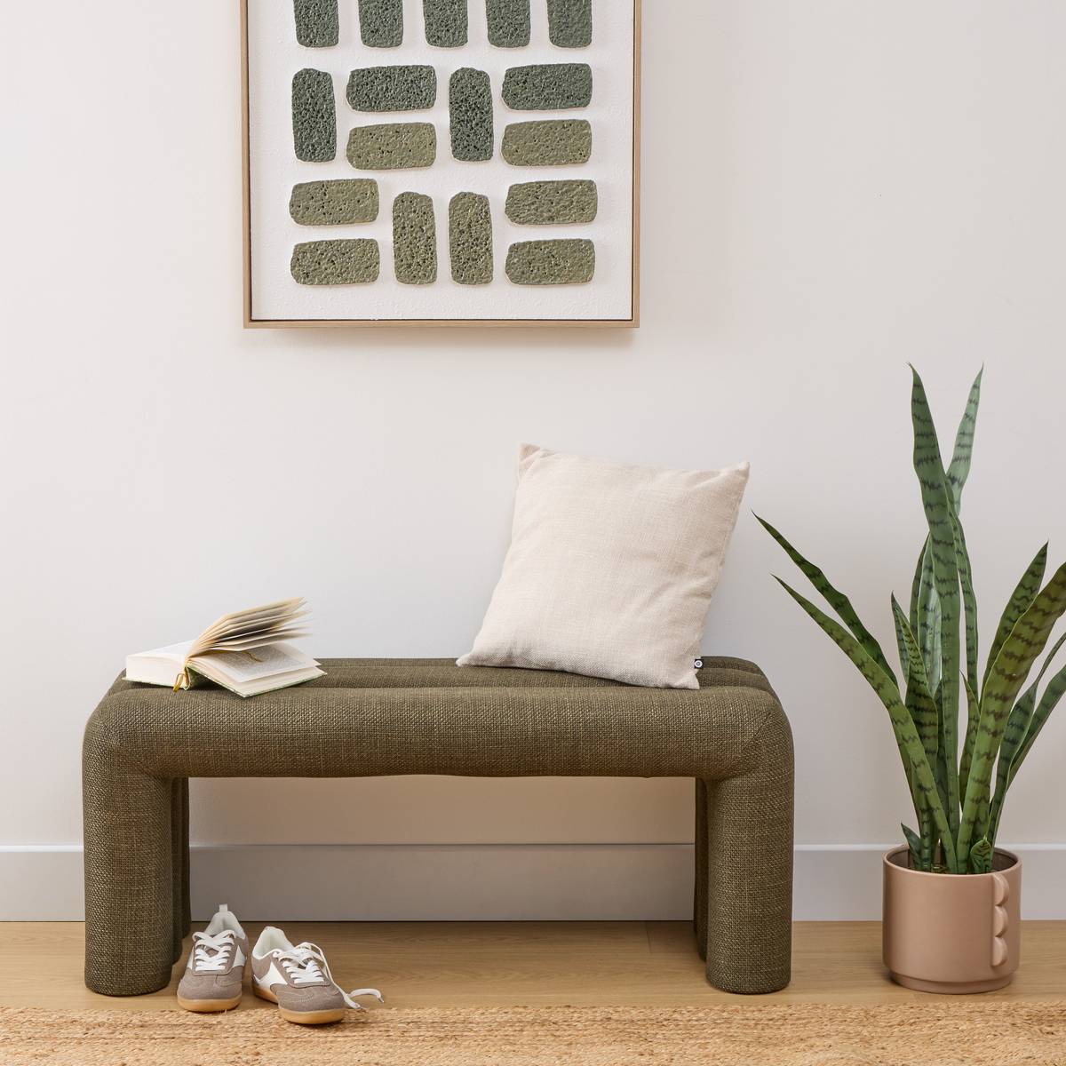Bench "Sisco" Khaki green, 102x42 cm