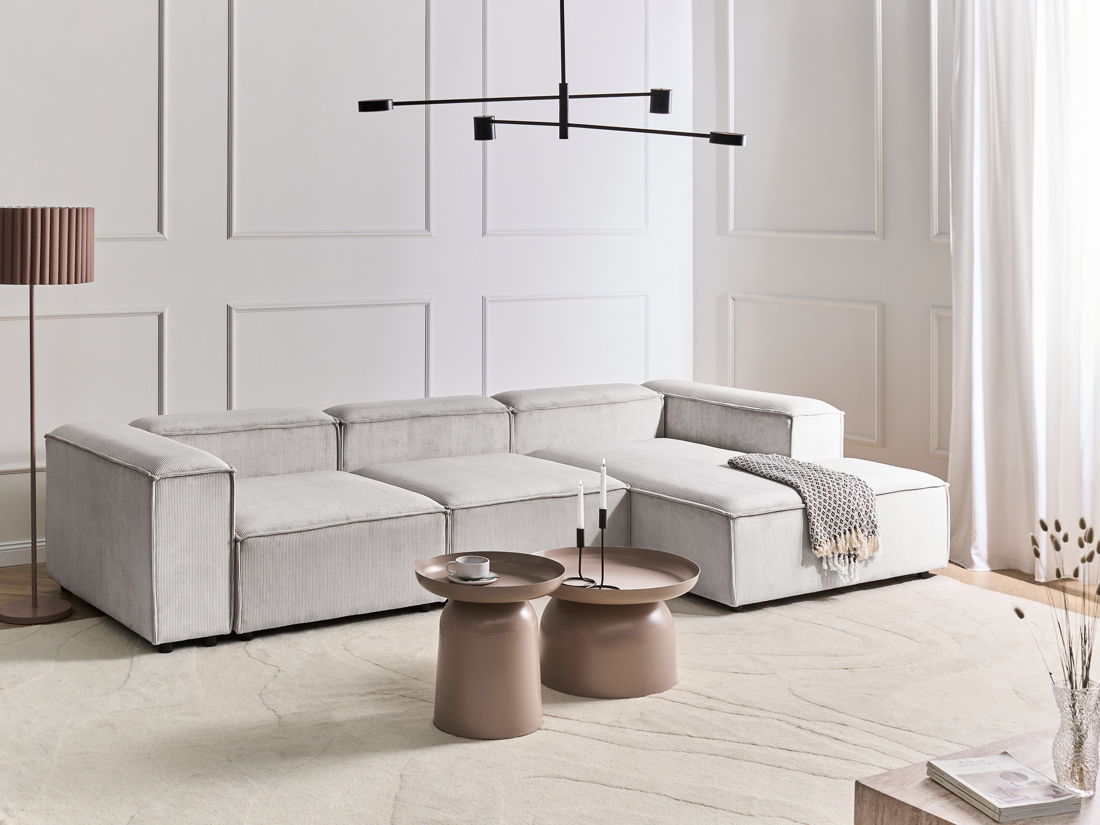 Modular Corner Sofa 4 Seater ARDAL Corduroy Off-White Left Hand