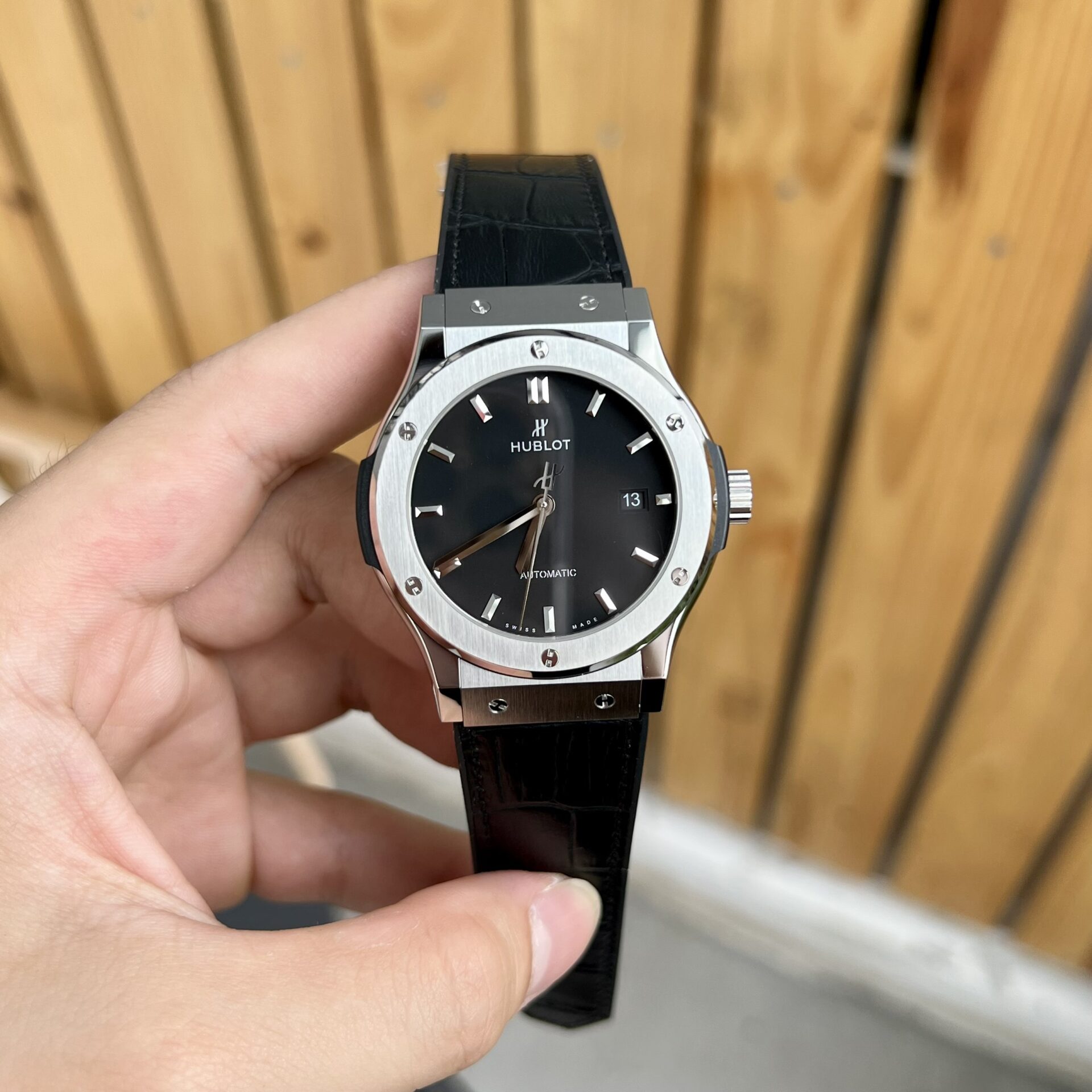 Hublot Replica Watch Classic Fusion Titanium Black Leather Strap JJF 2023 42mm - Top club