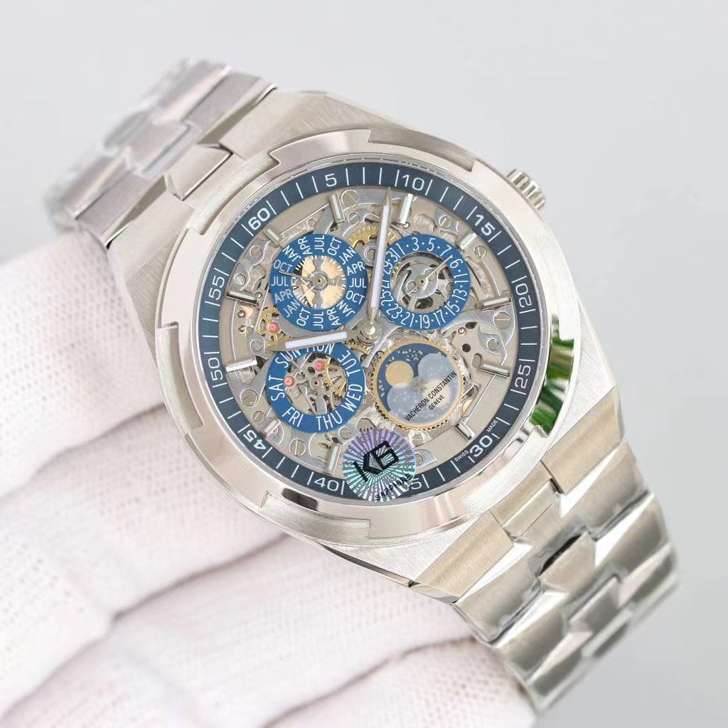 Fake Vacheron Constantin Replica Watch Overseas perpetual calendar ultra-thin skeleton Boutique Exclusive 41.5 MM WHITE GOLD 4300V/220G-B946(1:1 replica) - Top club