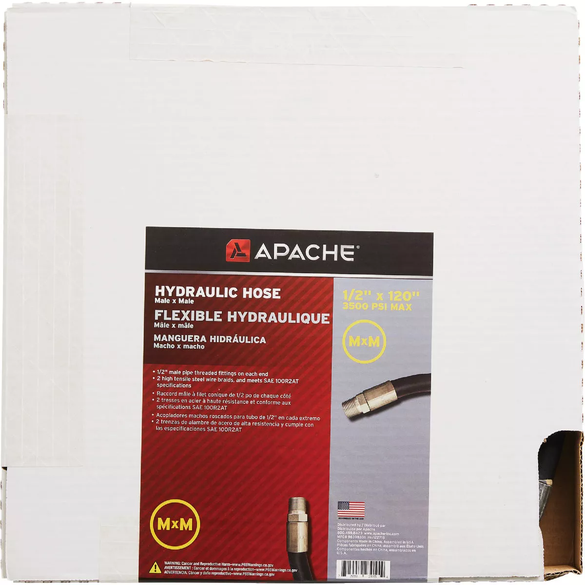 Apache 1/2 In. x 120 In. Male to Male Hydraulic Hose