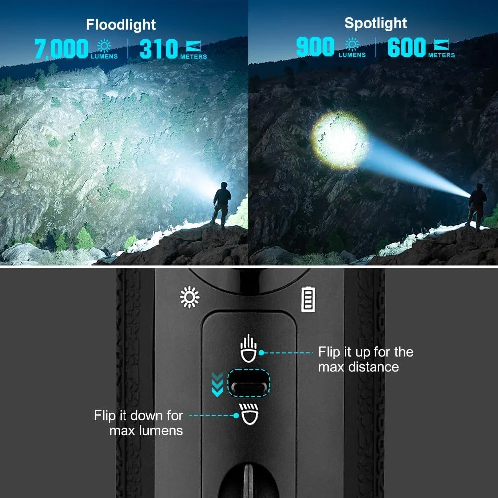 OLIGHT Marauder Mini 7,000 Lumens Bright Flashlight with 600 Meters Beam Distance, Powerful RGB Lights, Magnetic Rechargeable for Outdoors Work, Hunting, and Searching(Black) - Image 8
