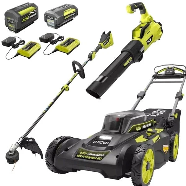 RYOBI 40V 20 in Self-Propelled Mower/Trimmer/Blower Kit, 2 Batteries, 2 Chargers - RY401120-Y/Ry40270/RY40407BTLVNM - Image 7 RYOBI 40V 20 in Self-Propelled Mower/Trimmer/Blower Kit, 2 Batteries, 2 Chargers - RY401120-Y/Ry40270/RY40407BTLVNM - Image 7