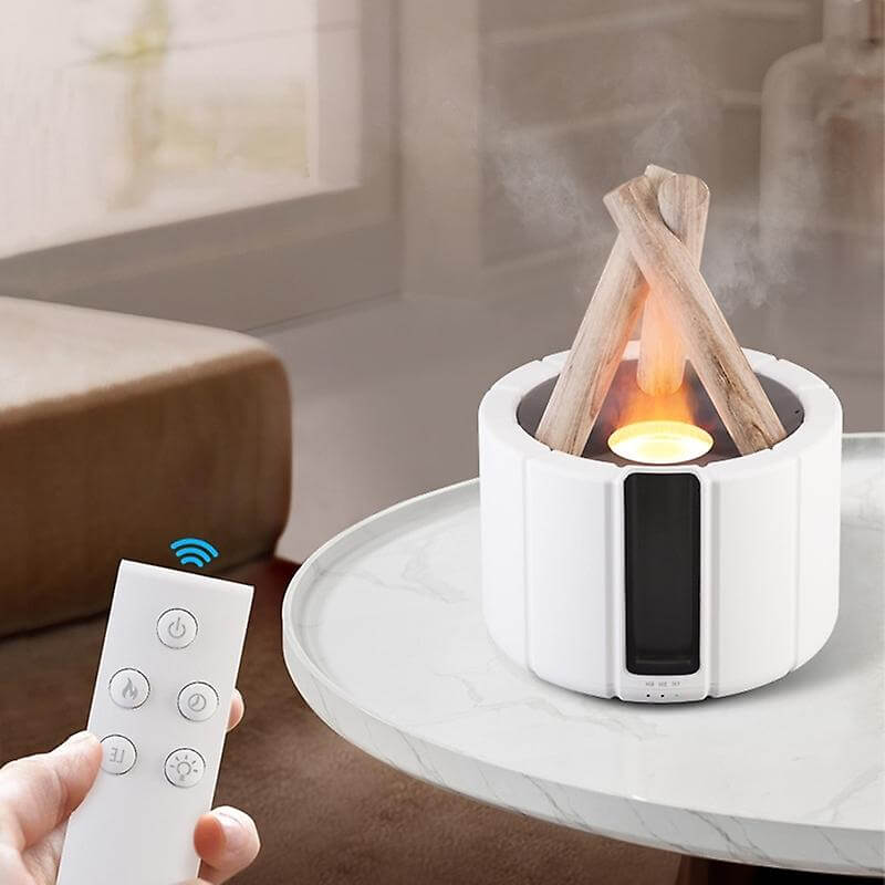 FlameMist Atmospheric Campfire Diffuser with Lamp - Adjustable Light Settings - Humidifier for Improved Air Quality