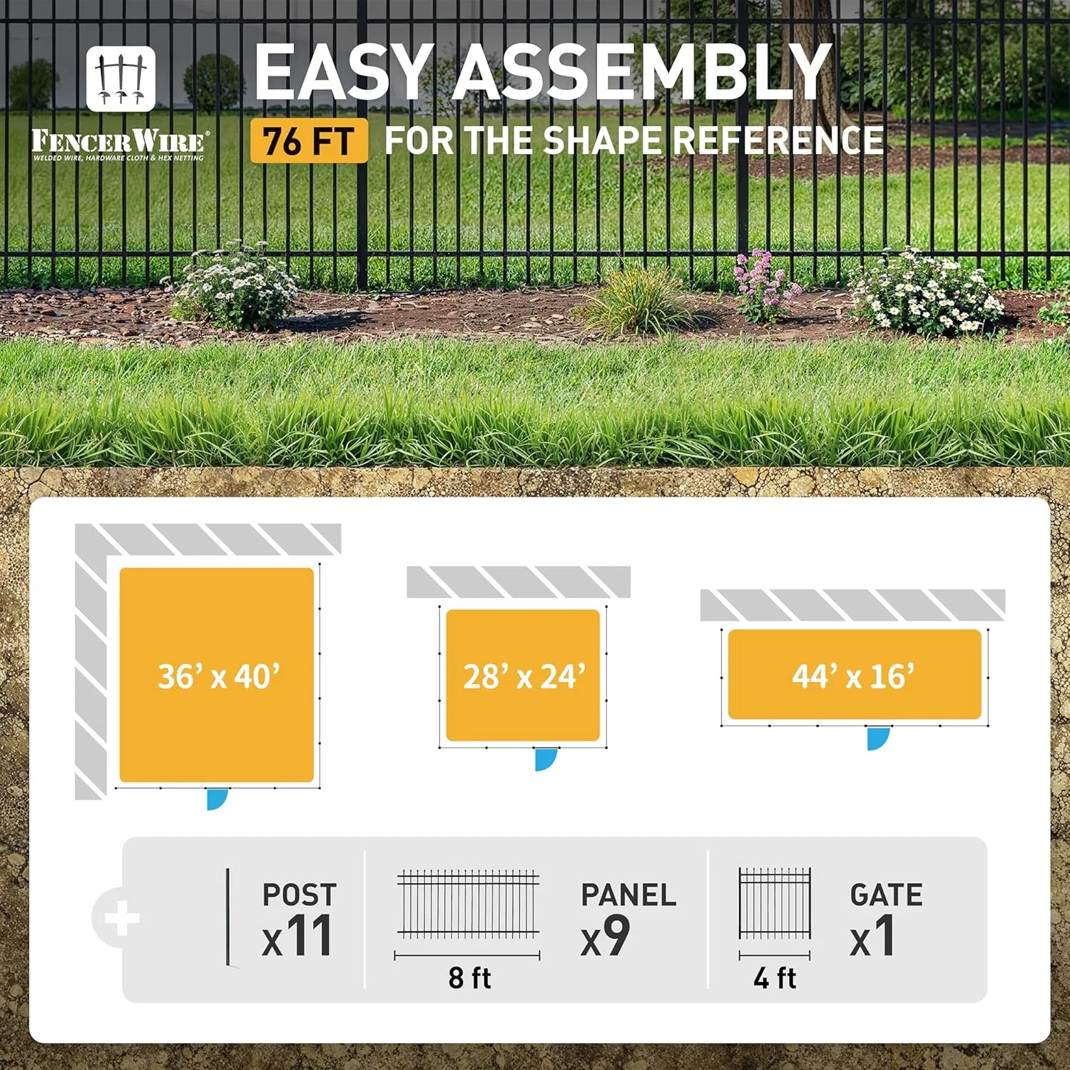 Fencer Wire Heavy Duty Pinnacle Fence Gate, 6FT Height x 4FT Width Outdoor Fence Gate, Outdoor Anti-Rust Metal Steel Gate for Fencing Barrier, Decorative Garden Gate for Residential, Yard, Pool,Patio - Image 16