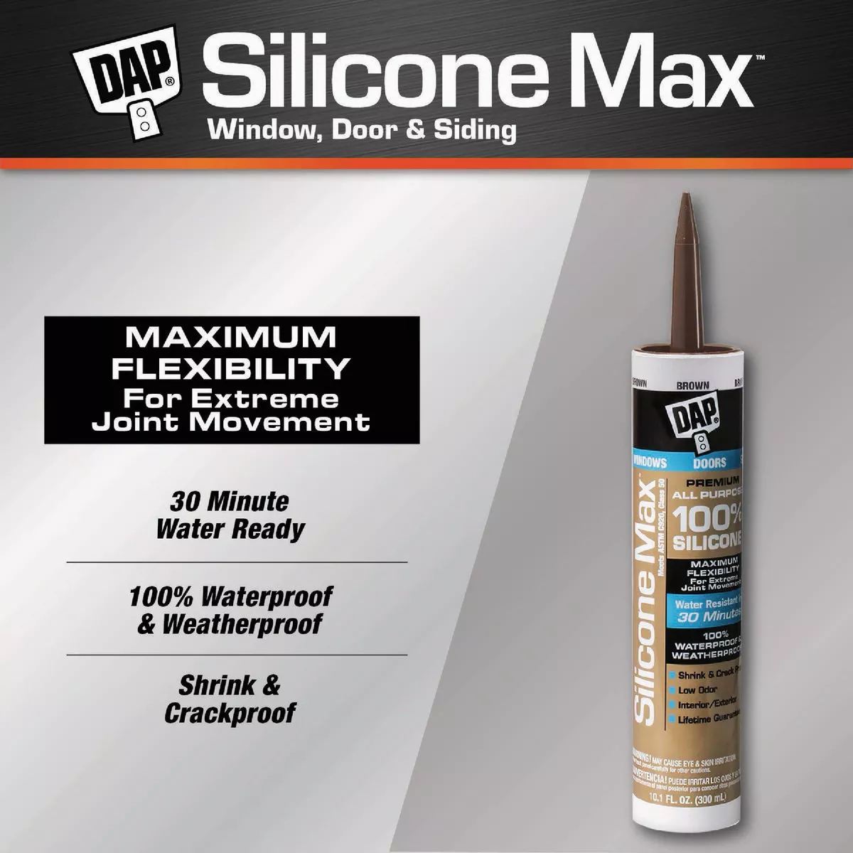 DAP Silicone Max 10 Oz. Brown Premium All Purpose 100% Silicone Sealant