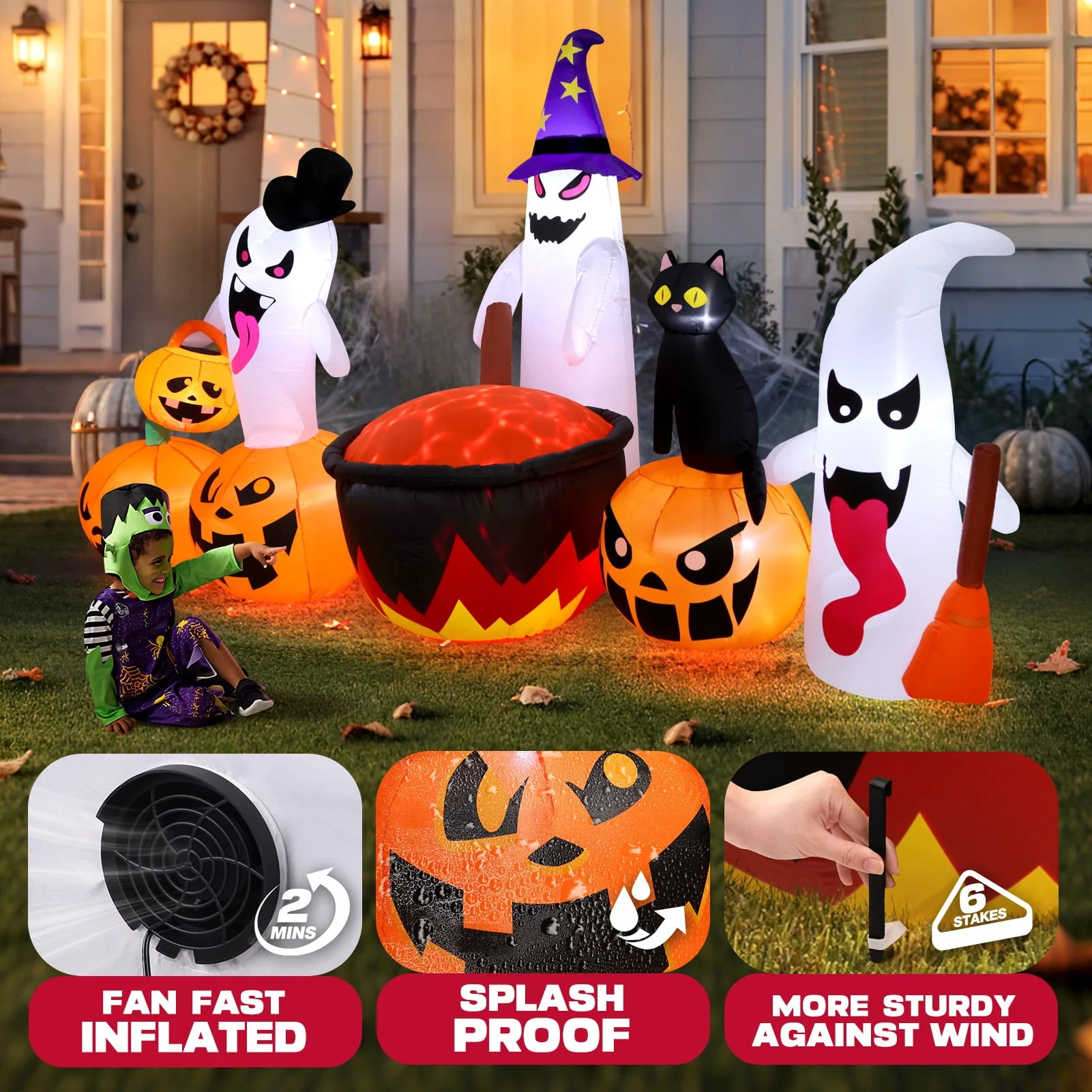 Ayieyill 8.5FT Halloween Inflatables Pumpkin Ghost Family with Built-in LED Lights, Halloween Blow up Yard Decorations - Image 10 Ayieyill 8.5FT Halloween Inflatables Pumpkin Ghost Family with Built-in LED Lights, Halloween Blow up Yard Decorations - Image 10