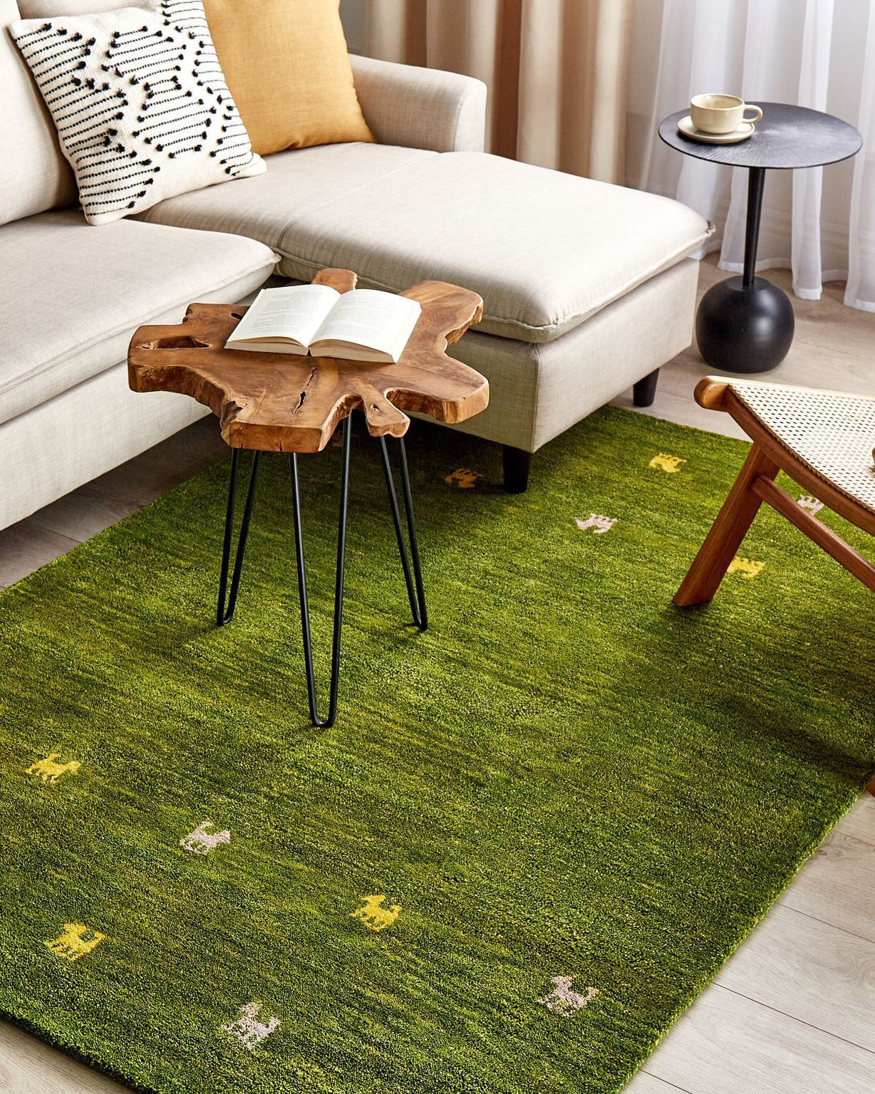 Rug YULAFI Green 140 x 200 cm Wool Gabbeh