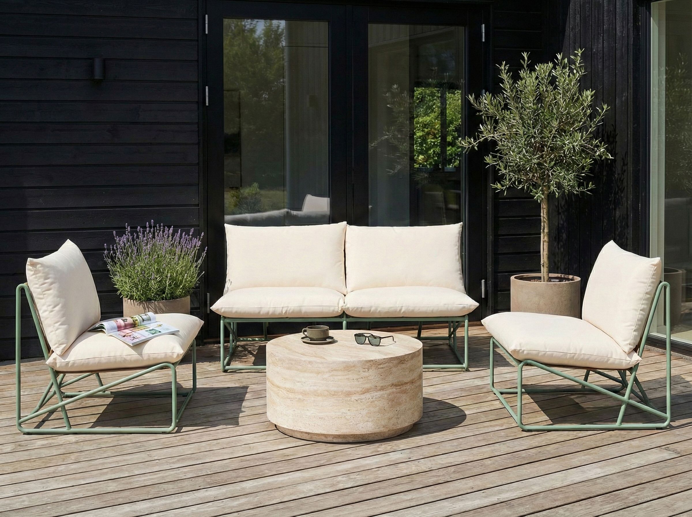Garden Sofa Set 4 Seater PICO Metal Green