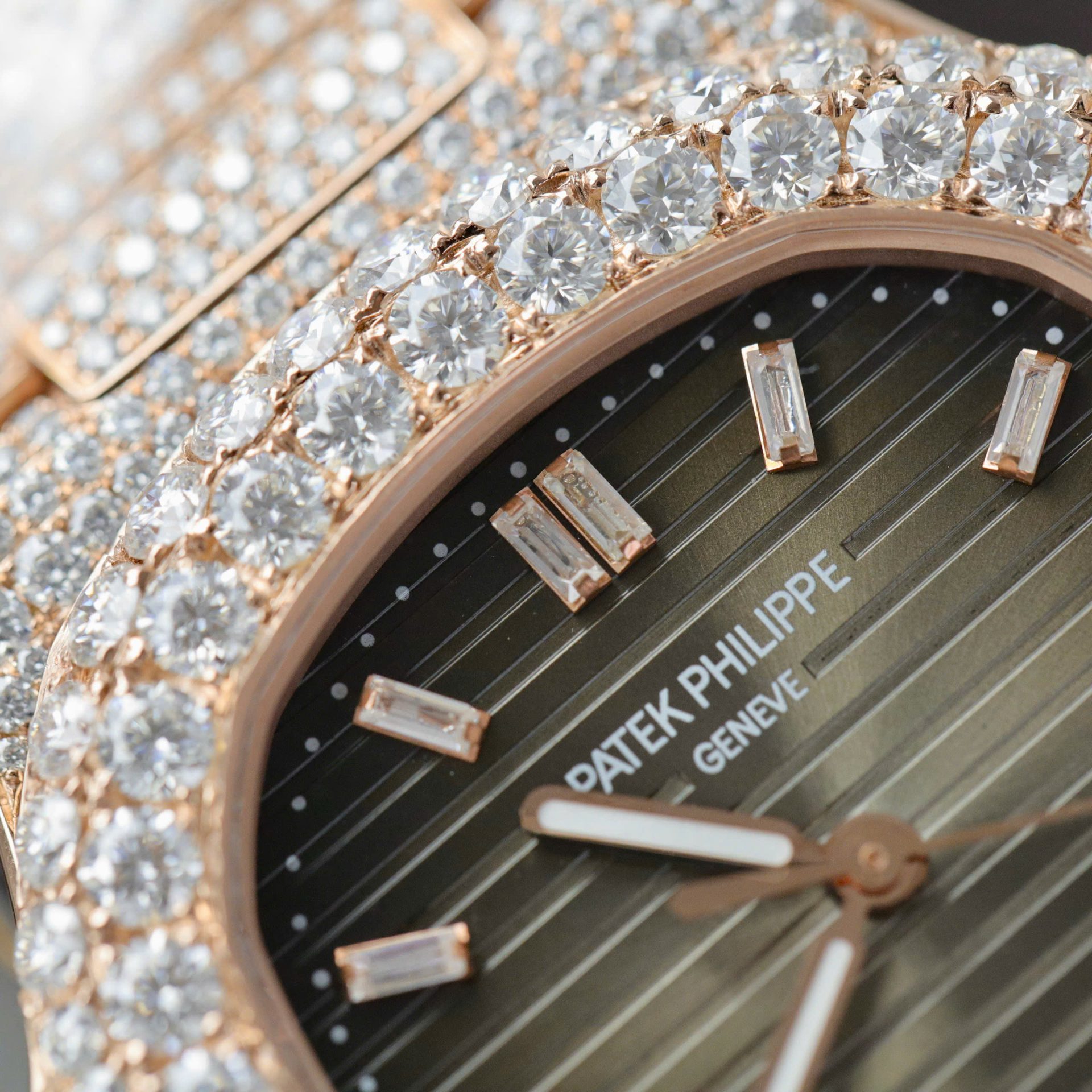 Patek Philippe Nautilus 5711 Replica Watch Gold Wrapped + Moissanite Diamonds Hong Kong Custom 40mm - Top club