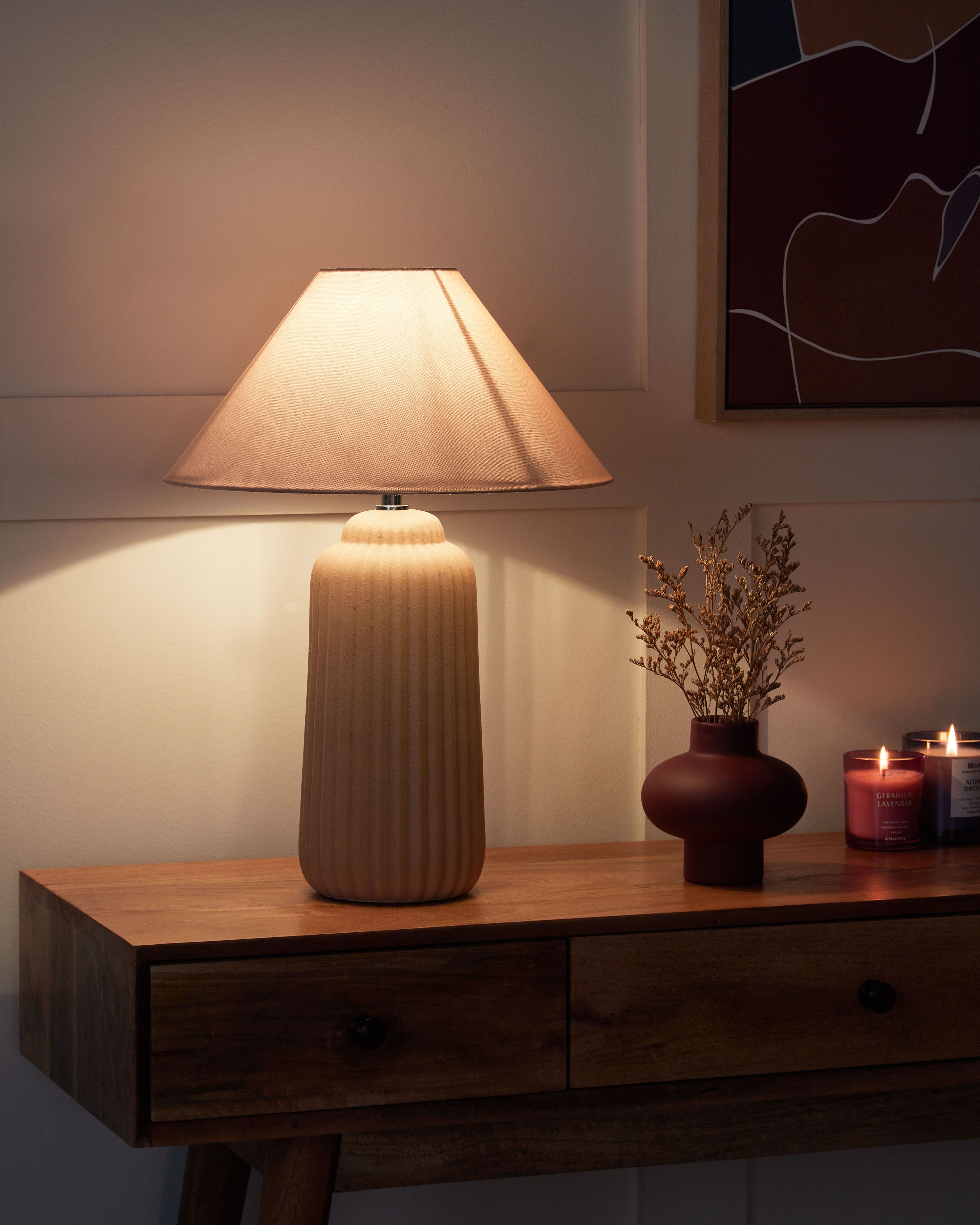 Table Lamp NURIA Ceramic Sand Beige