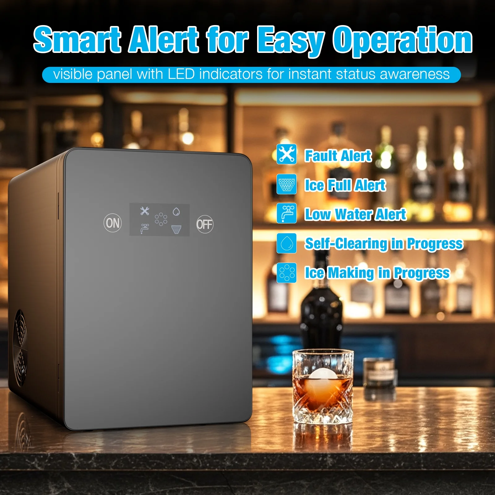 TABU 40Lbs/24H Countertop Ice Maker Machine,3 in 1 Ice Maker with Water Dispenser,Crushed Ice,Black - Image 10