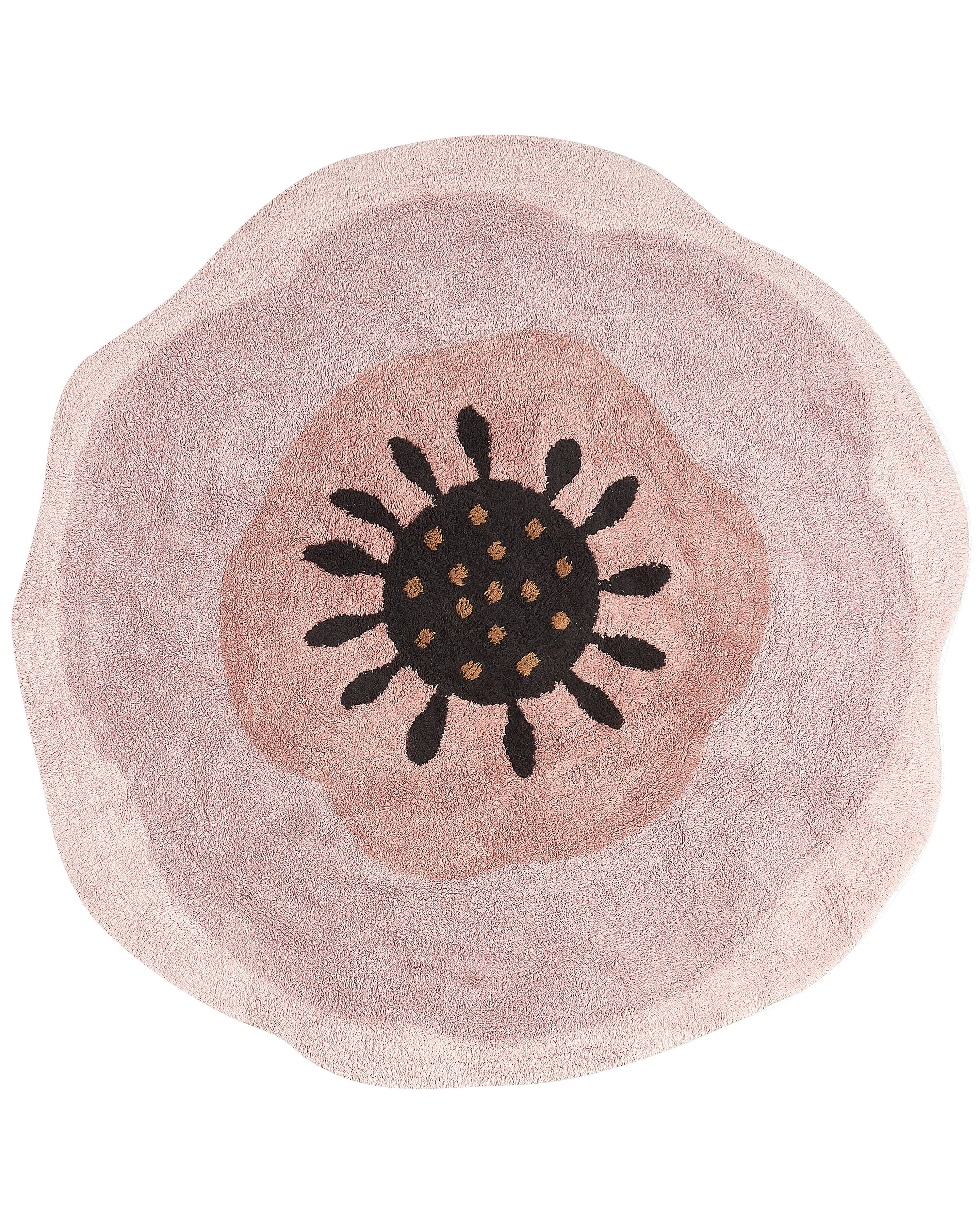 Kids Rug KHARAT Pastel Pink ø 140 cm Cotton
