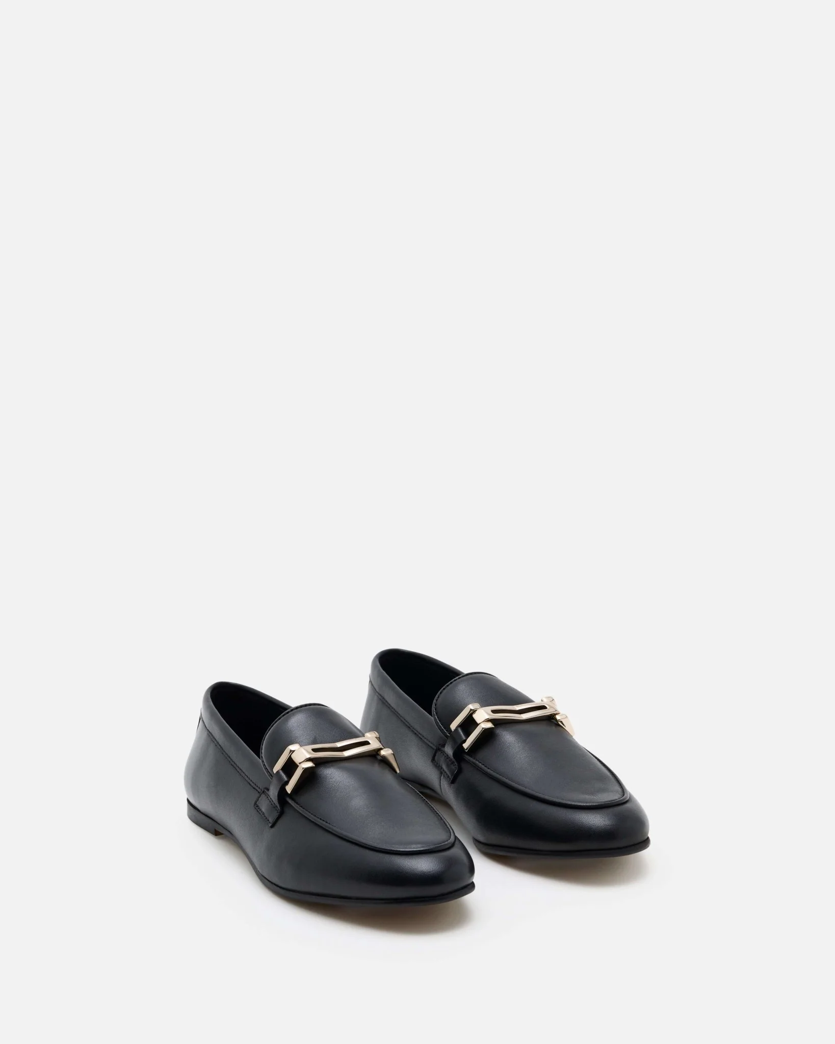 MOCASSINS JOHANNA - En cuir à mors argentés noir