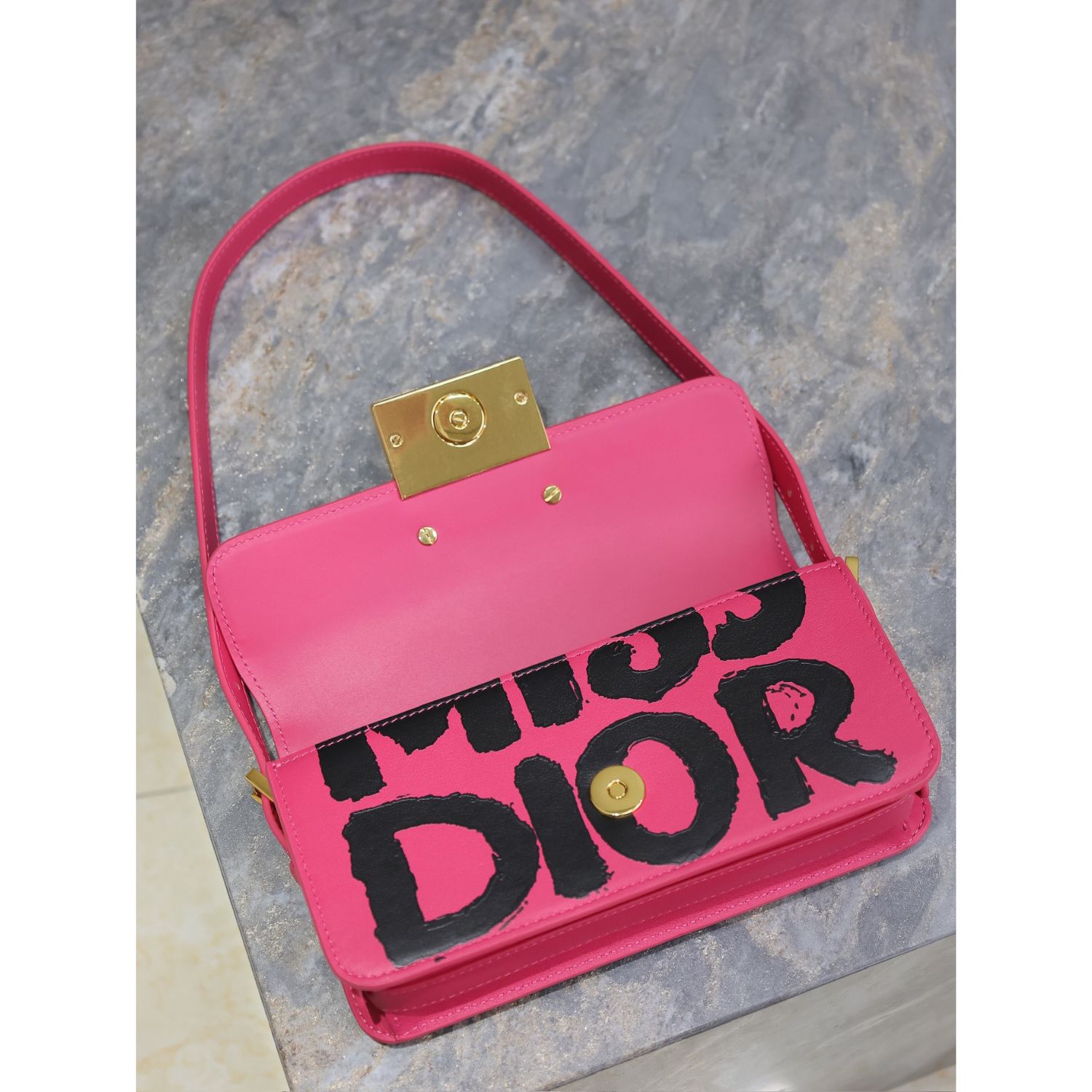 Miss Dior Flap Bag Fuchsia and Black For Women 22cm/8.5in  – M2610UZCJ_M9291:1High-quality replica