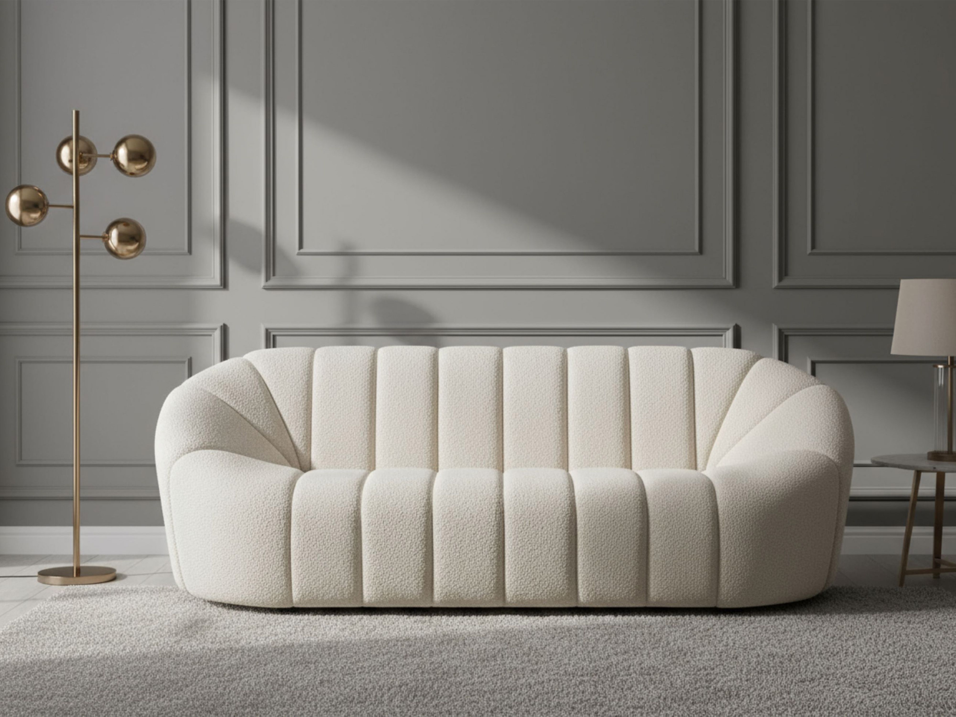 Sofa 3 Seater LOMMA Boucle White