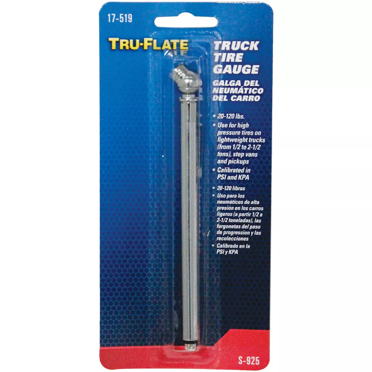Tru-Flate 20-120 psi Chrome-Plated Truck Tire Gauge