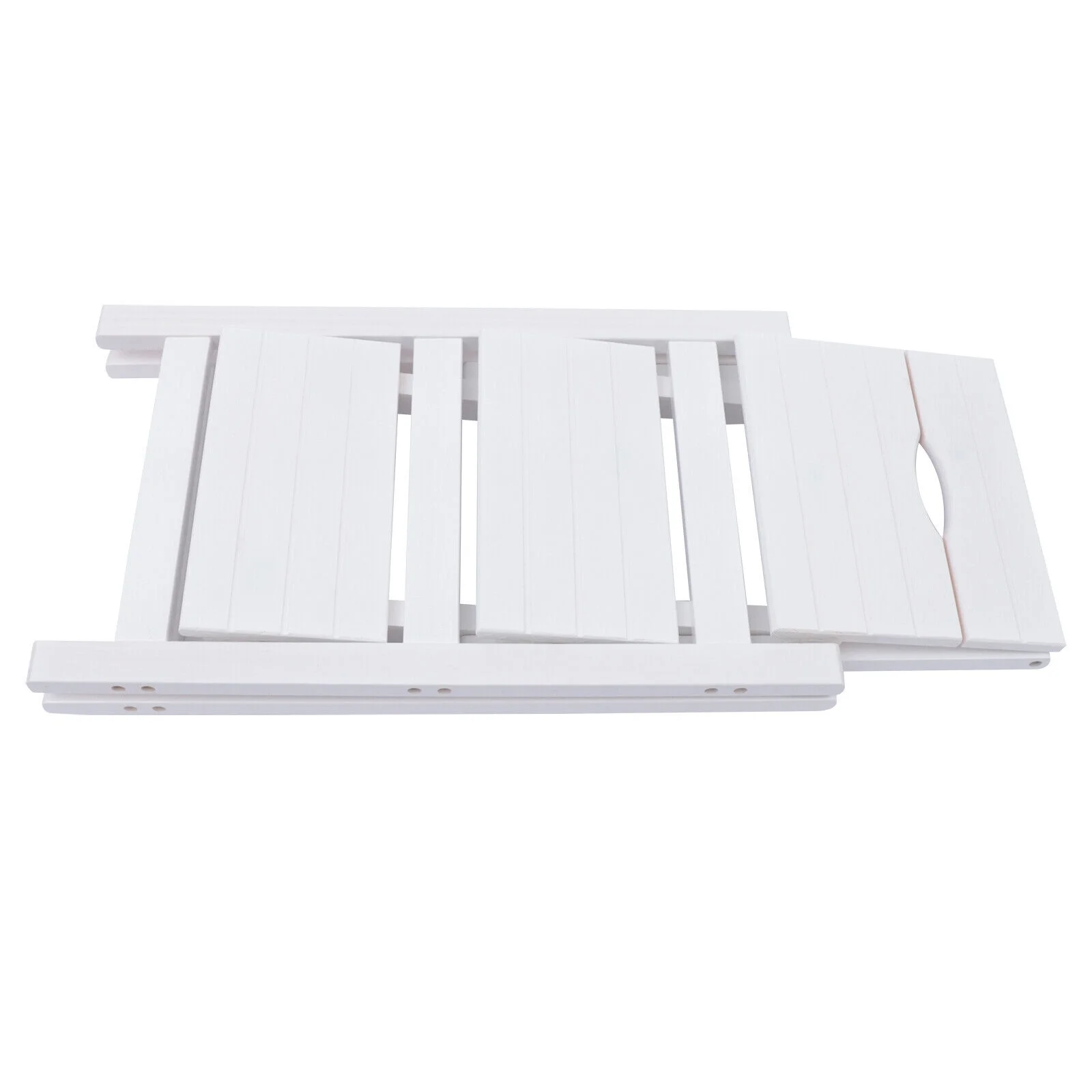 White 3-Tier Step Stool Solid Wood Folding Ladder Anti-Slip Step Stool - Image 8