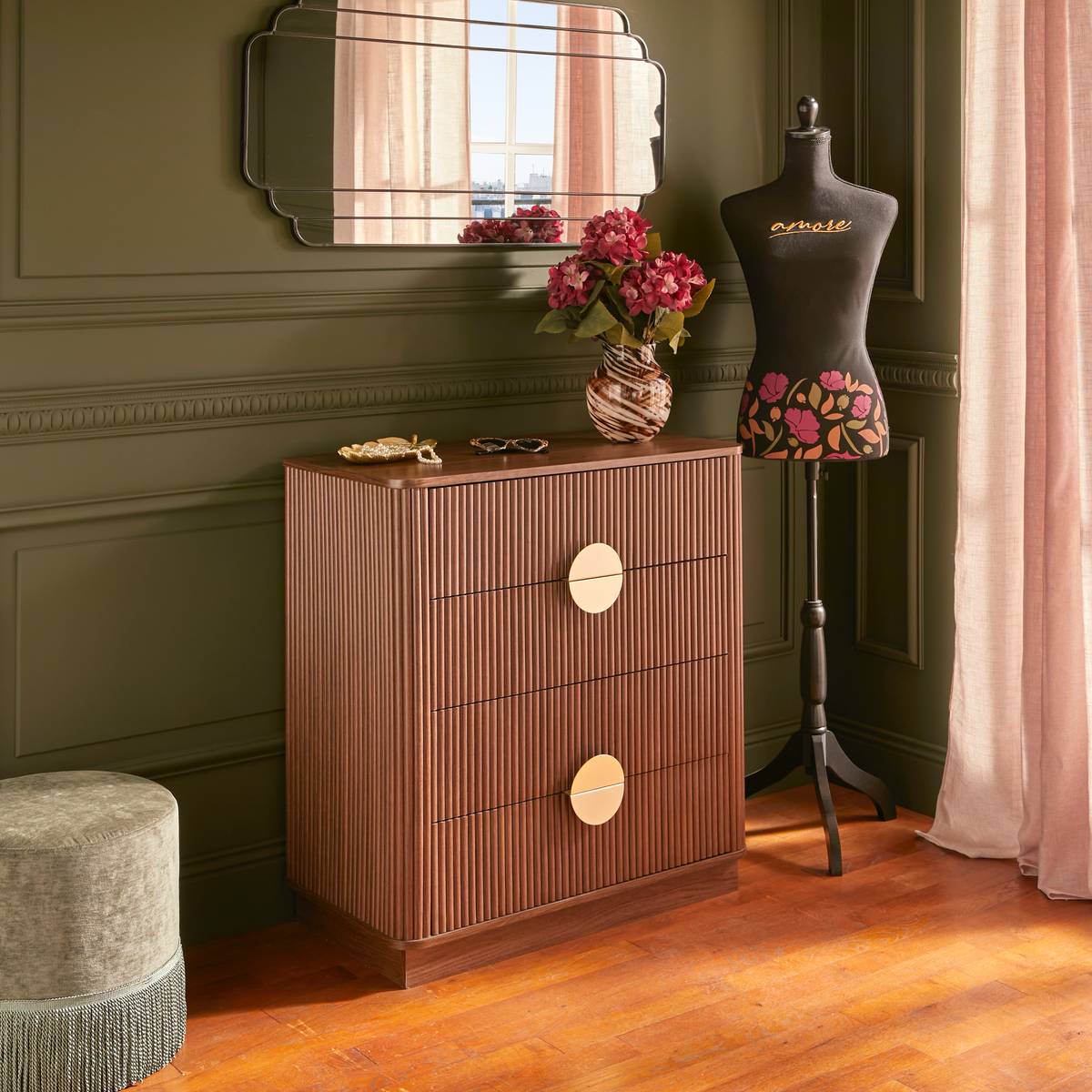 4-drawer dresser "Wany" Brown, 80x40 cm