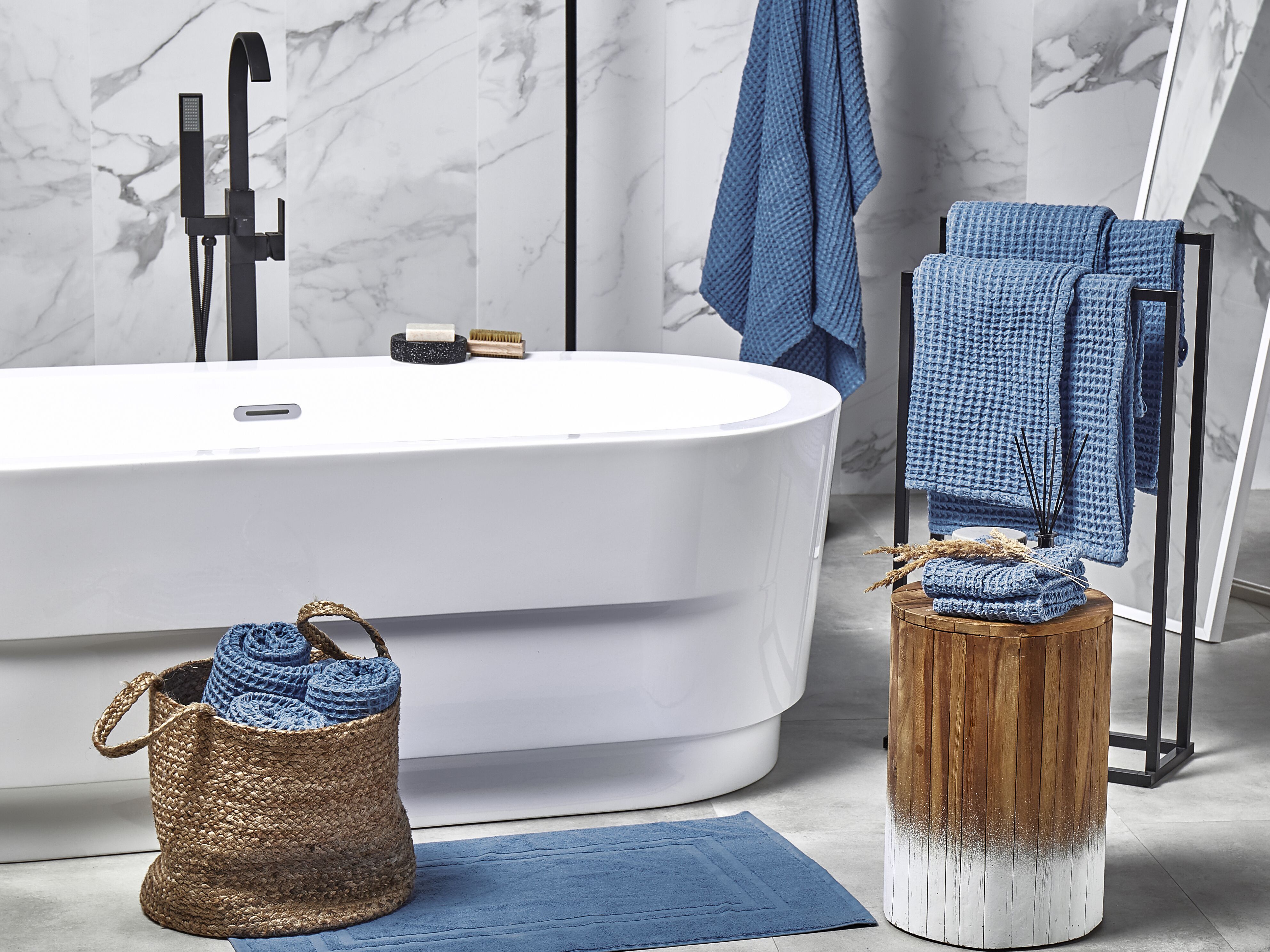 Set of 11 Towels AREORA Cotton Blue