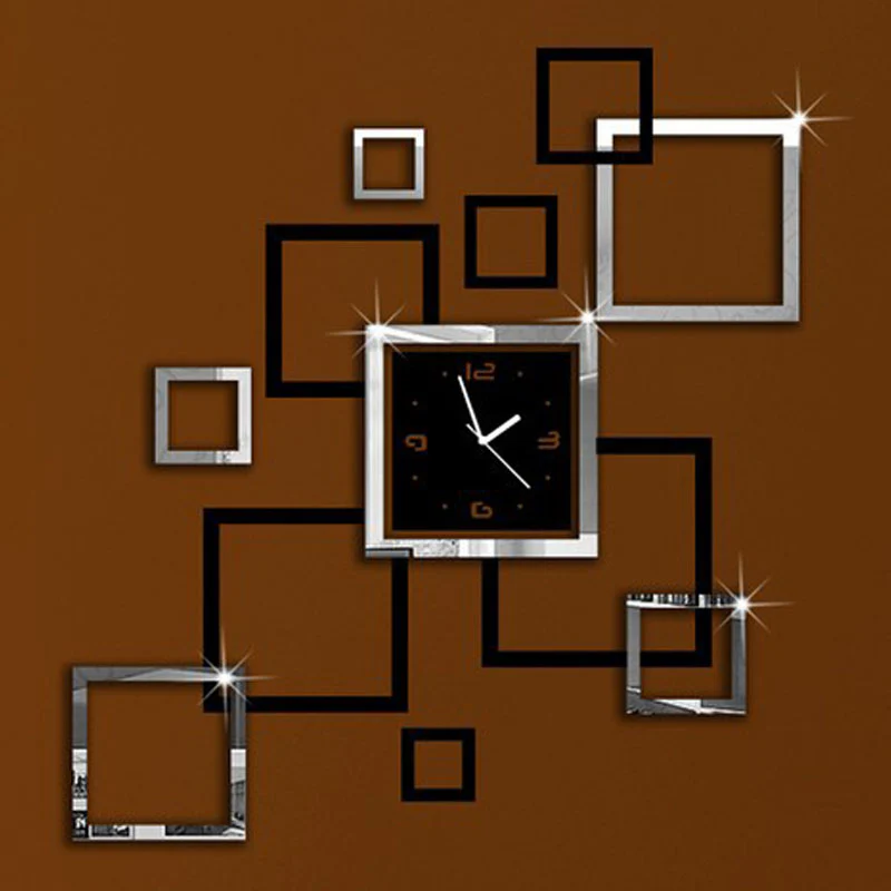 3D Mirror Wall Sticker Clock