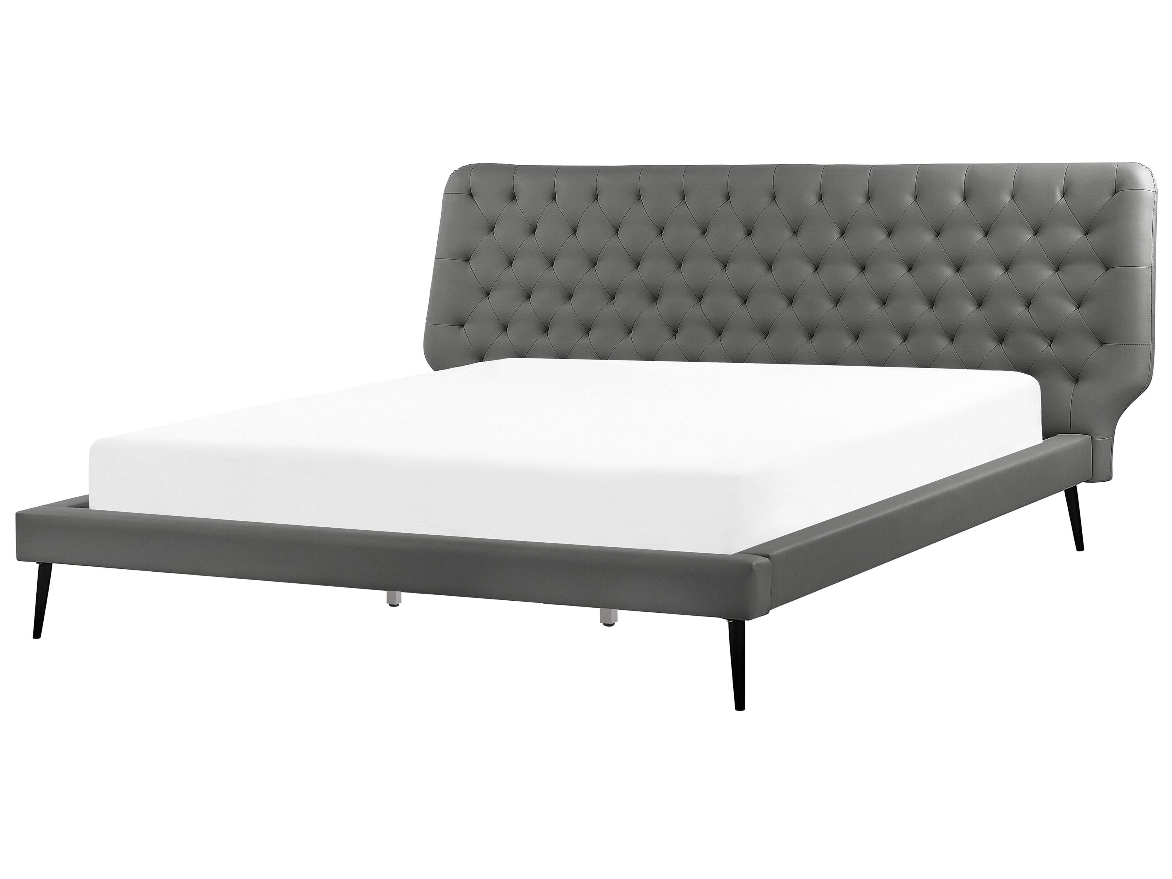 Bed Faux Leather ESSONNE 180 x 200 cm (EU Super King) Grey
