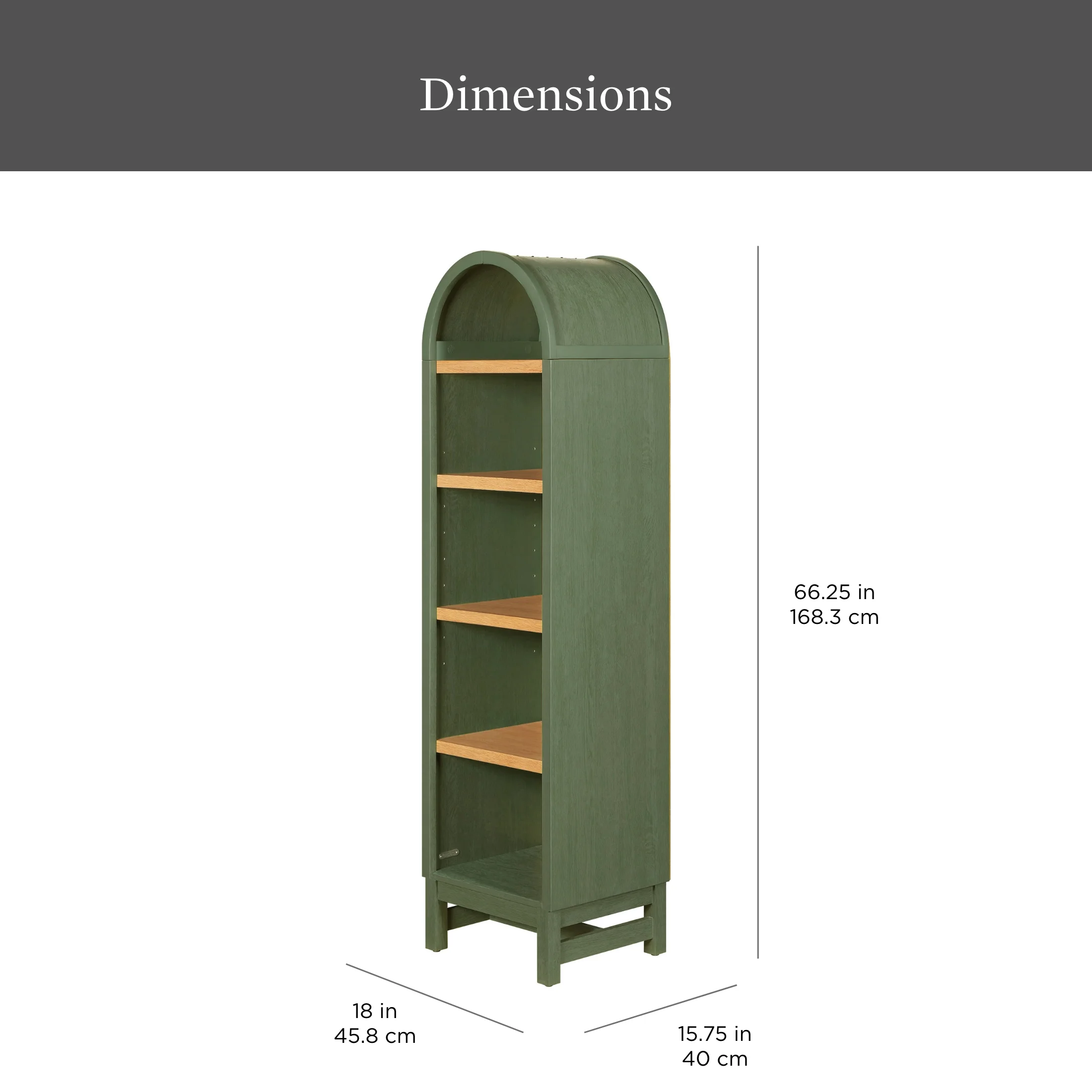 Better Homes & Gardens Juliet Narrow Arch Bookcase, Rich Black and Light Honey - Image 35