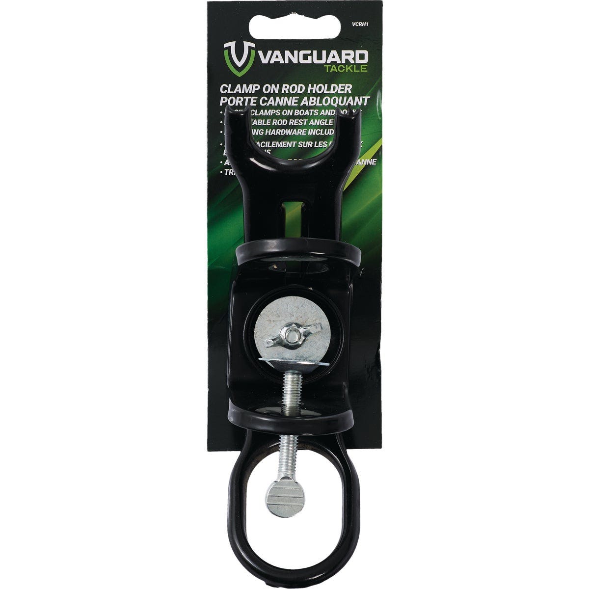 Vanguard Black Metal Clamp-On Boat Fishing Rod Holder