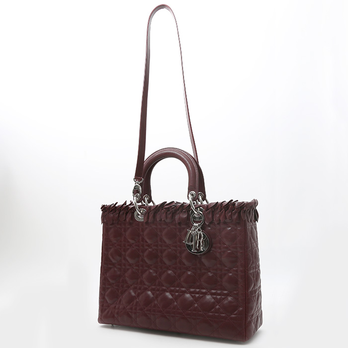 Dior Lady Dior large model handbag in burgundy leather cannage1:1High-quality replica