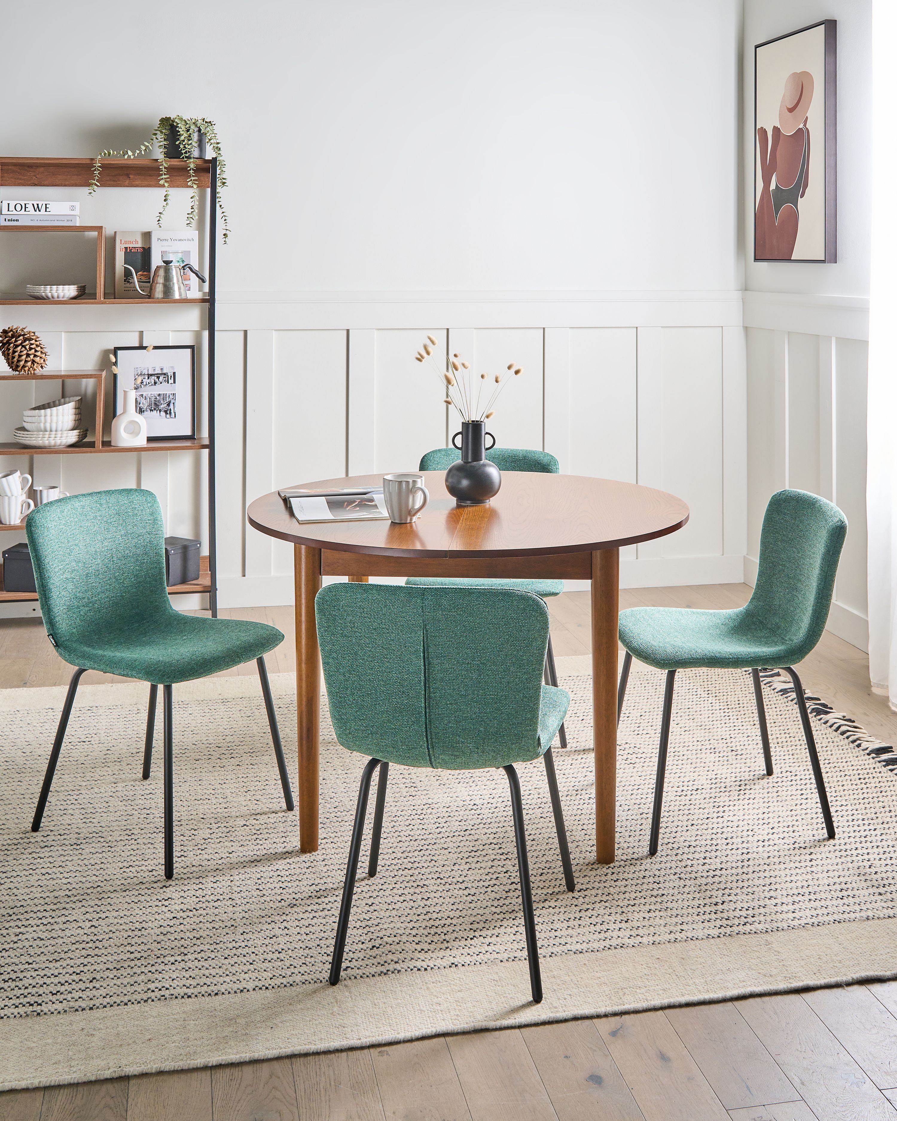 Set of 4 Dining Chairs CALDWELL Fabric Green