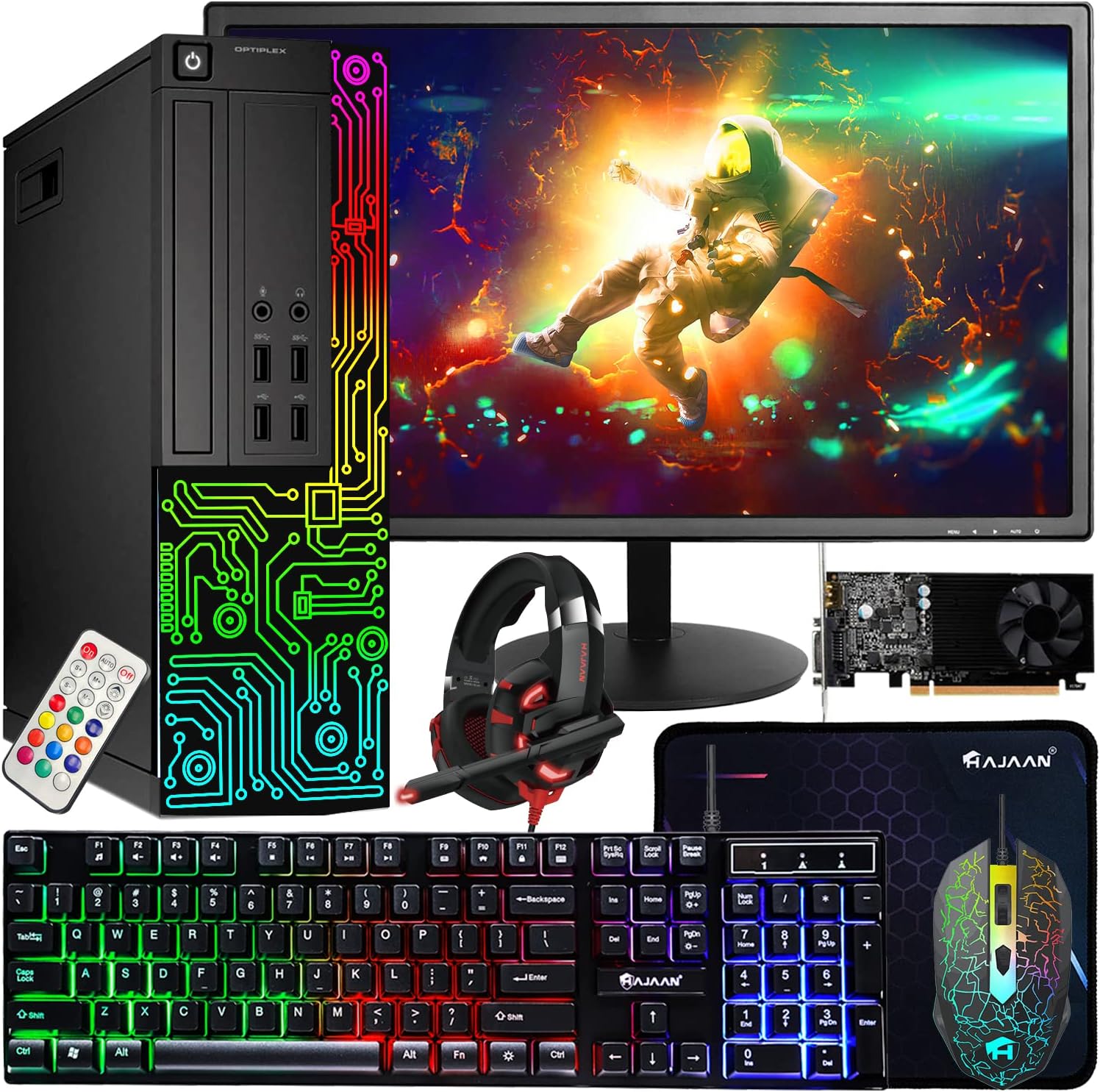 Dell Gaming OptiPlex Desktop RGB Computer PC  Intel Core i7  GeForce GT 1030 2GB GDDR5  16GB RAM  512GB SSD  24 Inch HDMI Monitor  Keyboard Mouse and Headset  WiFi  Windows 11 Pro (Renewed)
