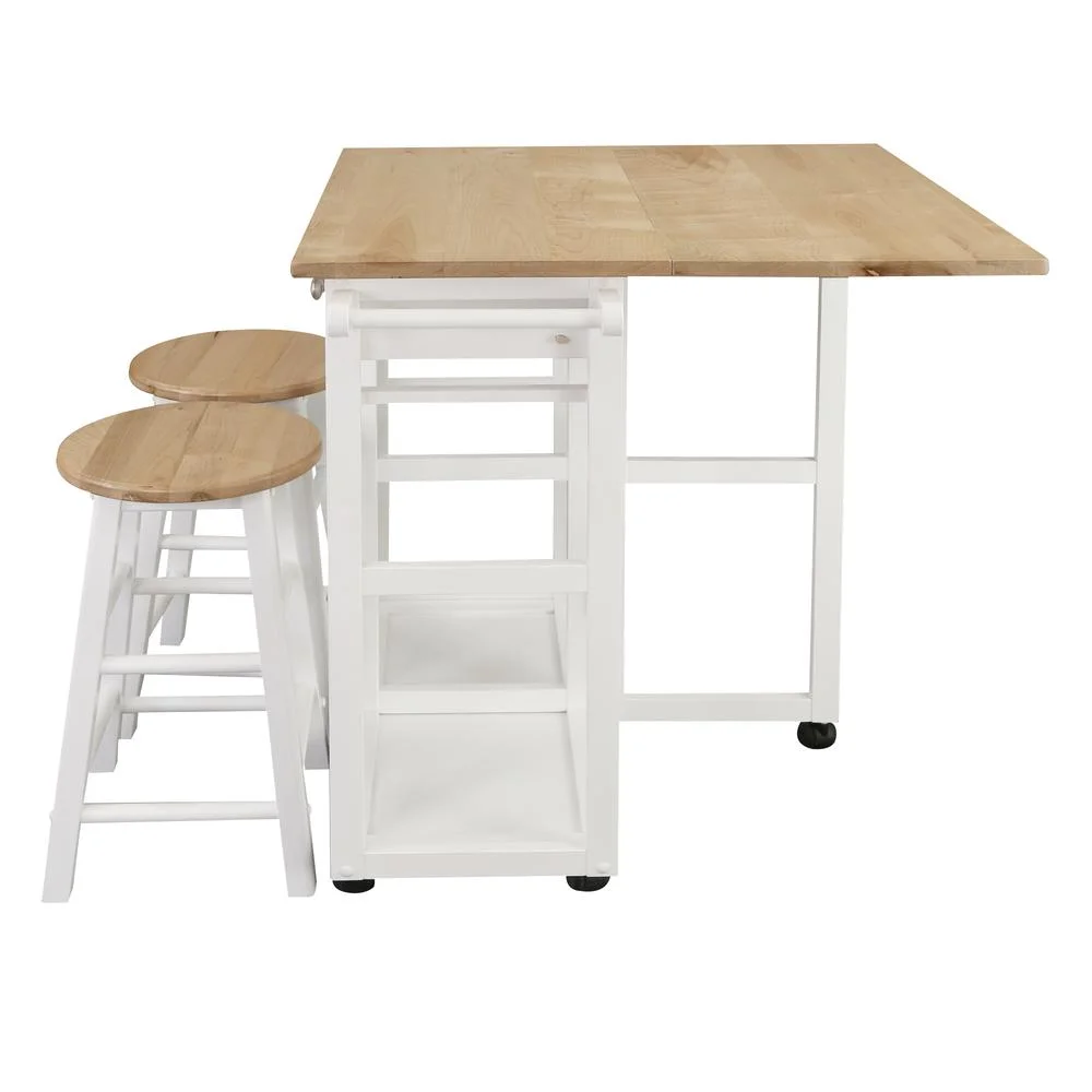 American Trails Breakfast Cart with Drop-Leaf Table, American Maple Top, Square - White - Image 15