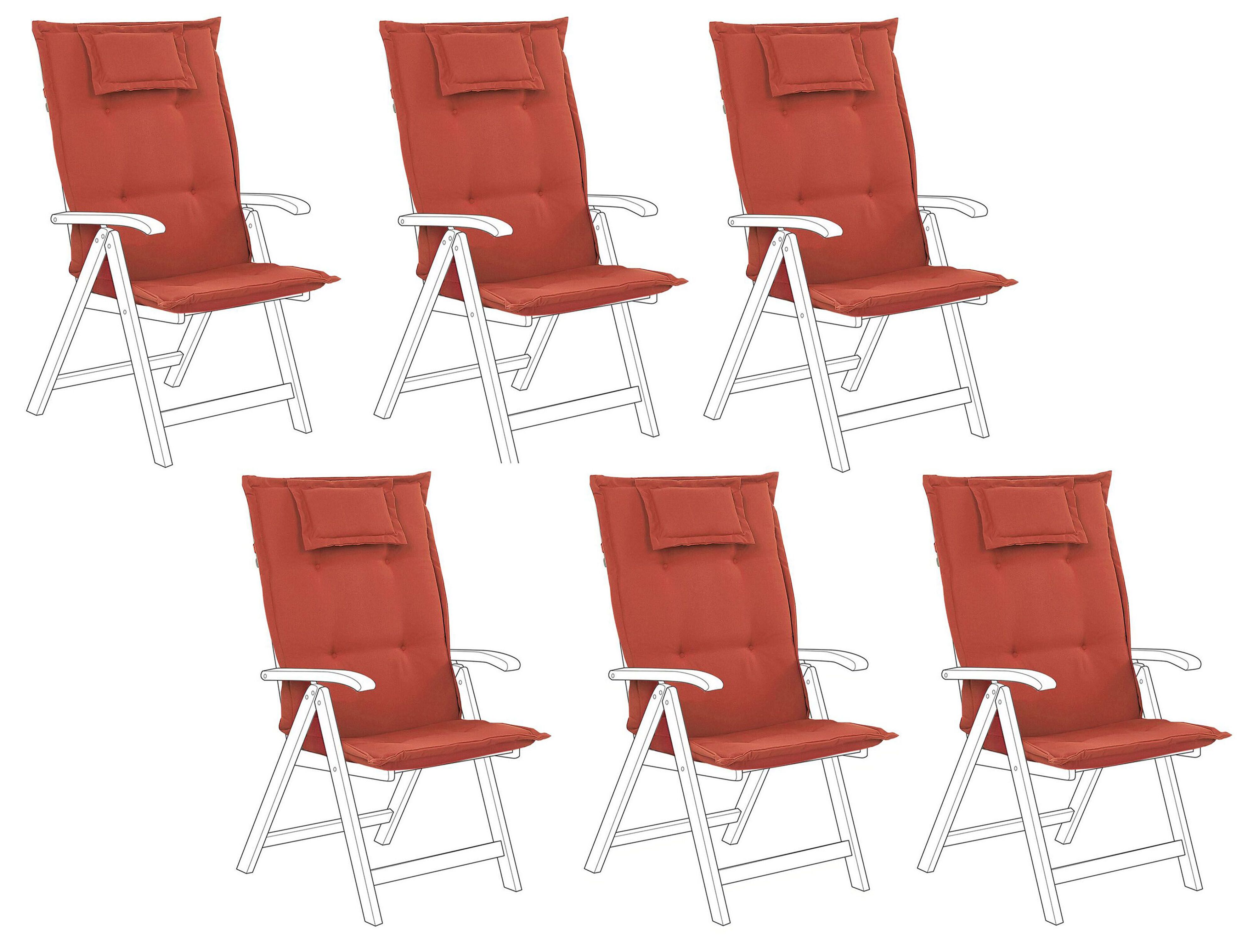 Set of 6 Back/Seat Cushions JAVA/AMANTEA 50 x 70 cm Dark Red