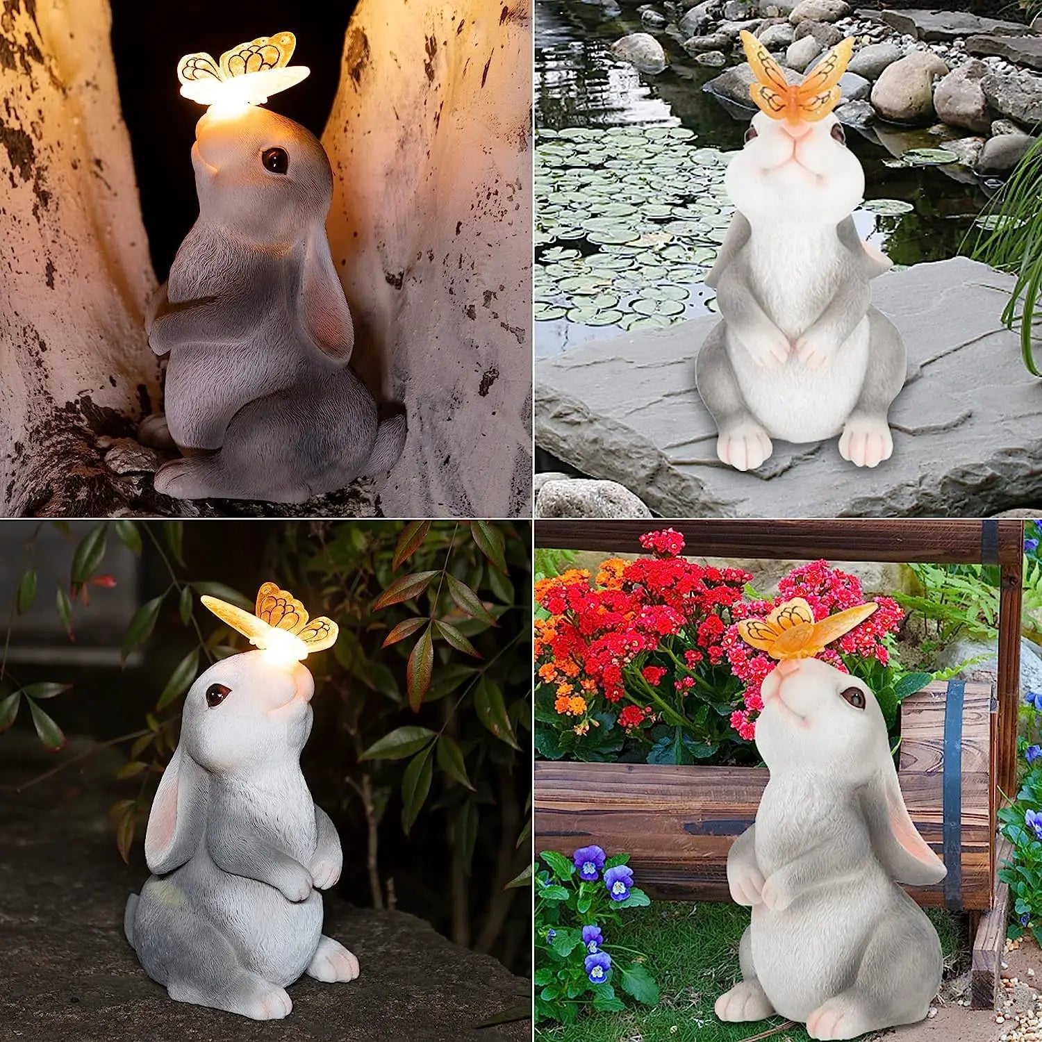 BunnyGlow - Solar Tuinlamp met Schattig Konijntje - Zonnelamp met Betoverende Vlinder