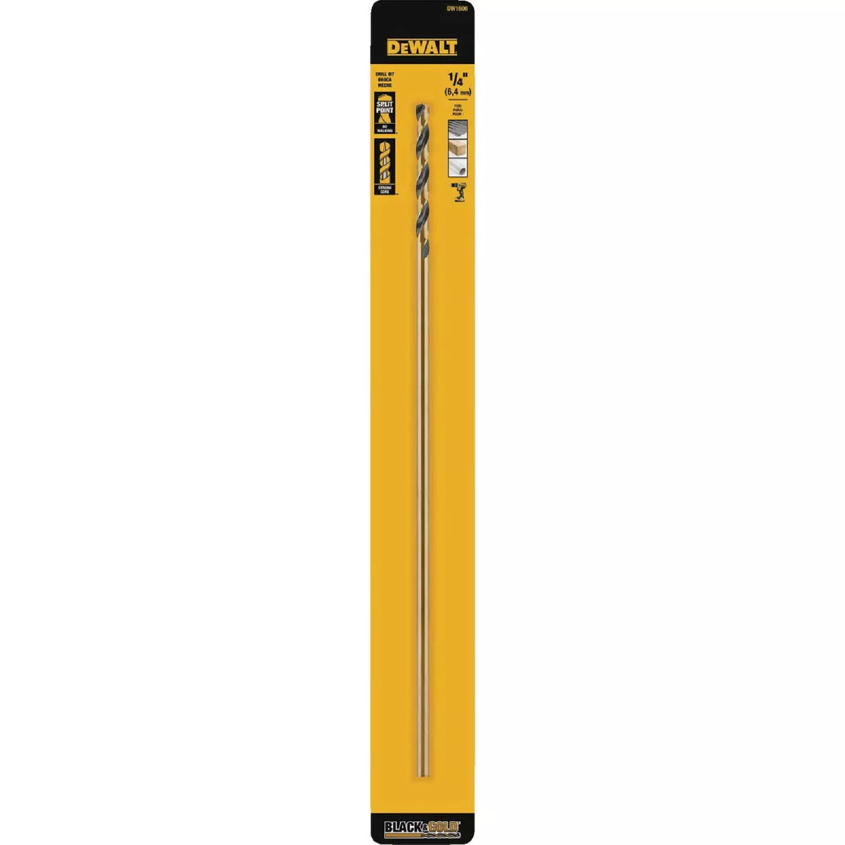 DeWalt 1/4 In. x 12 In. Black & Gold Oxide Drill Bit