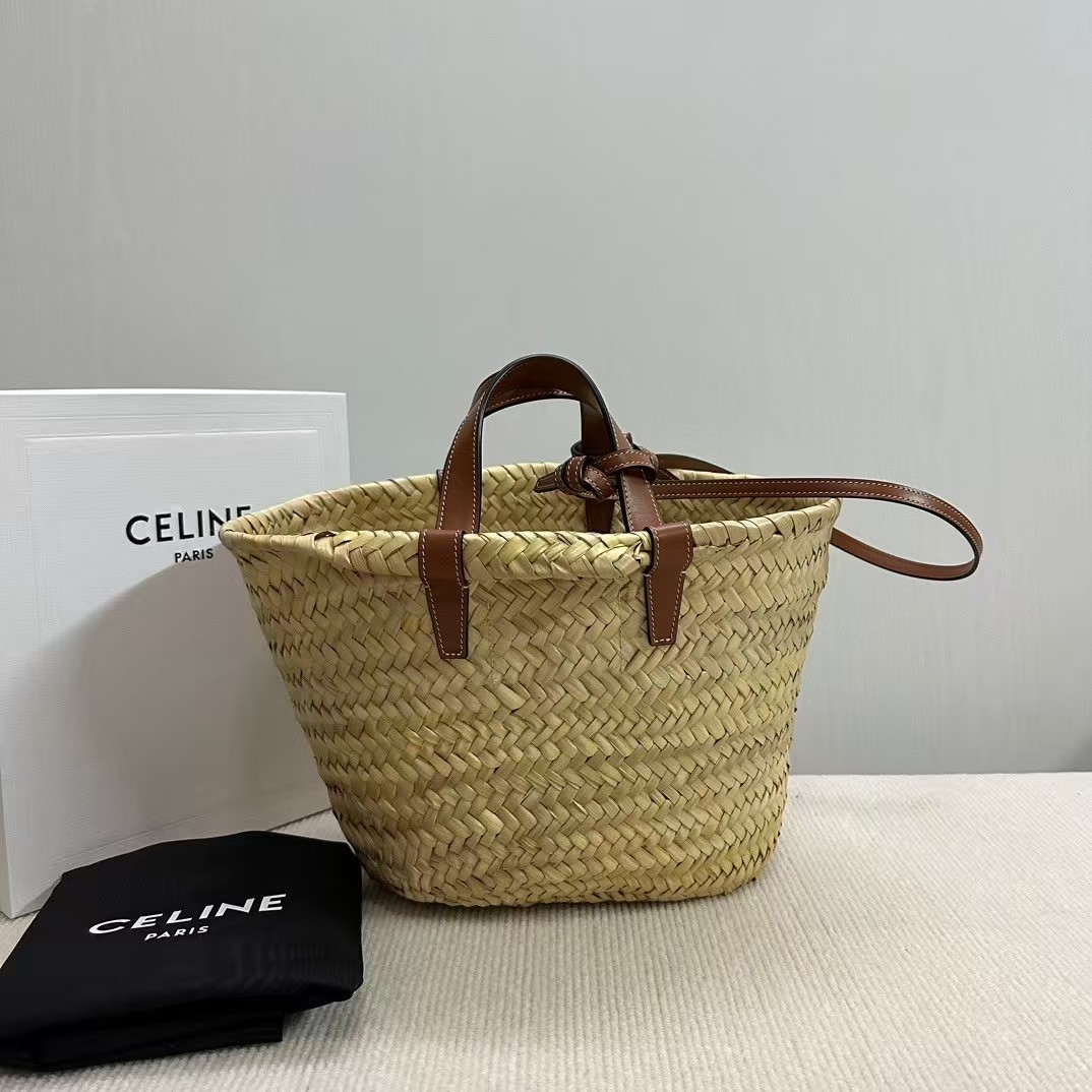 CELINE Palm Leaves Basket Bag