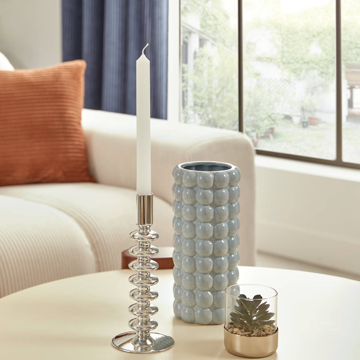 Candle Holder "Sky" Silver, 9x9 cm