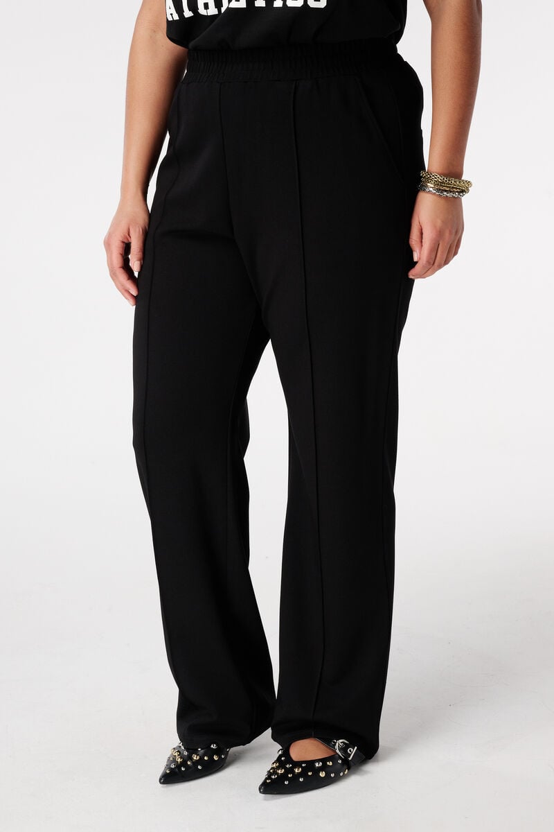 MS Mode Pantalon large avec coutures décoratives
