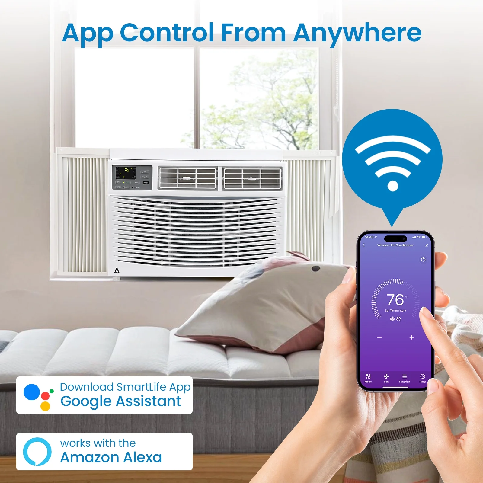 Air Conditioner, 8000 BTU Turbo Fast Cooling AC Unit Remote/App Control, Flexible Window Opening(T Design Install Kit), 24H Timer, Washable Filter,White - Image 6
