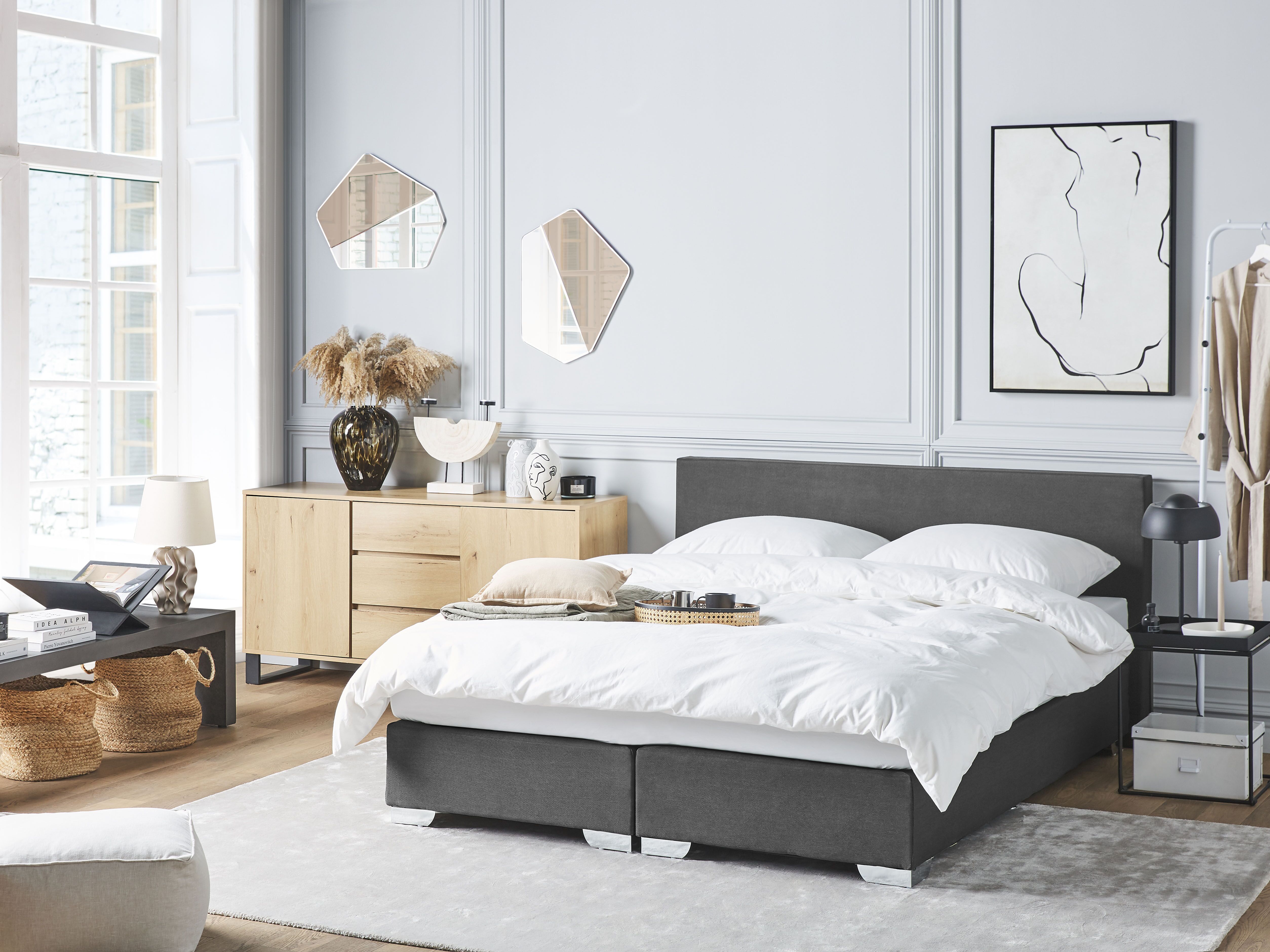 Divan Bed Fabric PRESIDENT 160 x 200 cm (EU King Size) Dark Grey