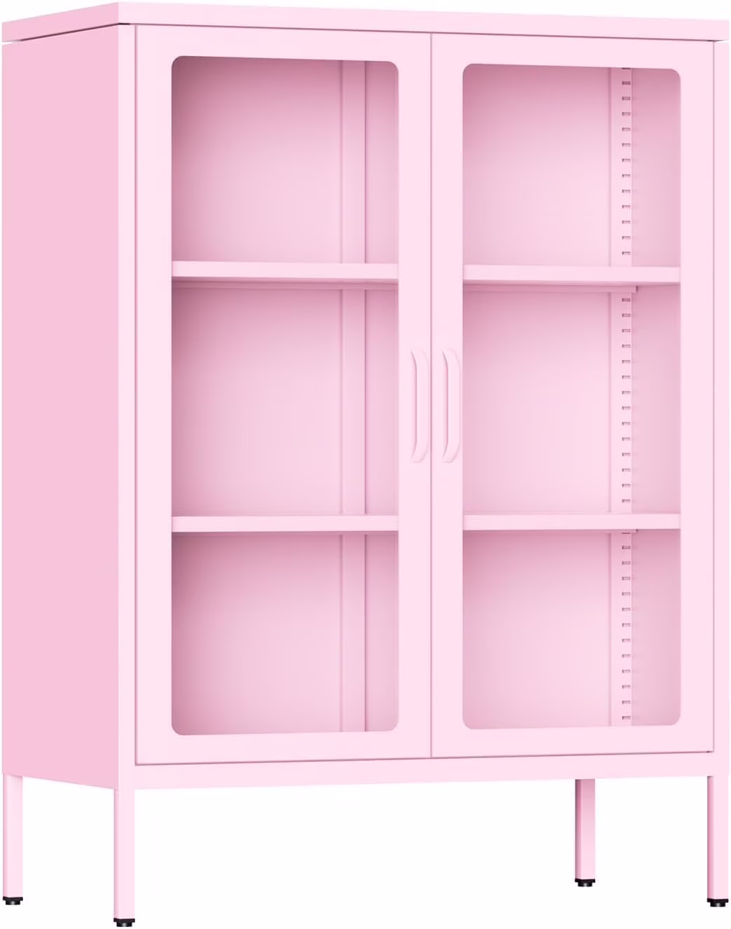 SUNCROWN Metal Storage Cabinet, Curio Display Cabinet with 2 Glass Display Door and 4 Shelves, Side Storage Organize, Modern Bookshelf Cabinet for livingroom, Bedroom, Kitchen, Black - Image 13