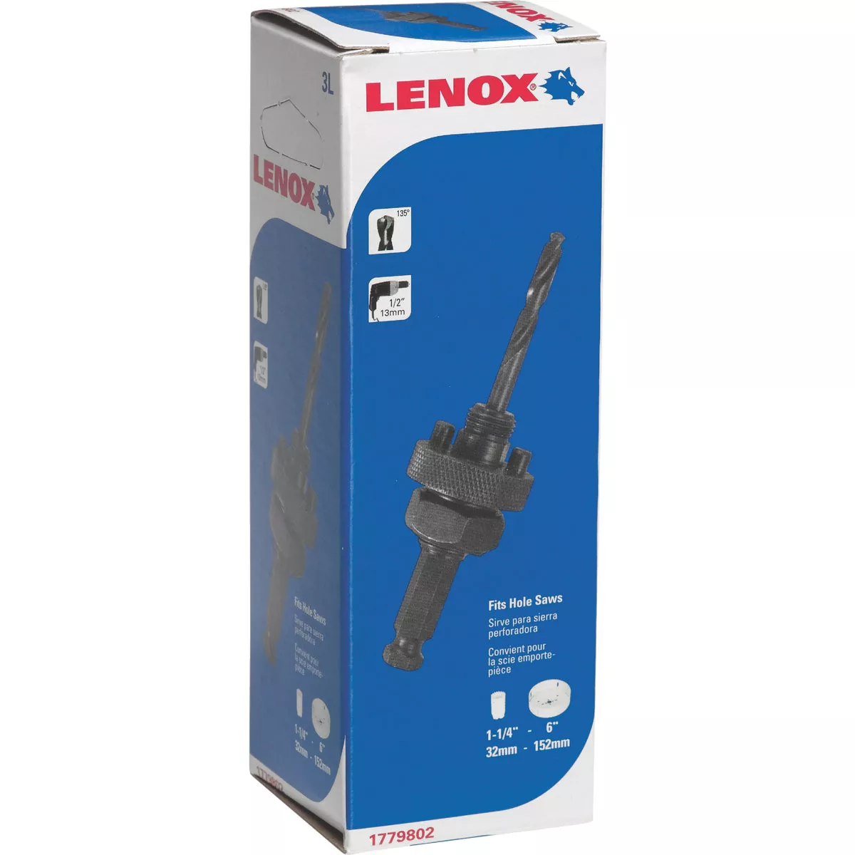 Lenox 1/2 In. Hex Shank Arbor Hole Saw Mandrel Fits 1-1/4 In. to 6 In. Hole Saws