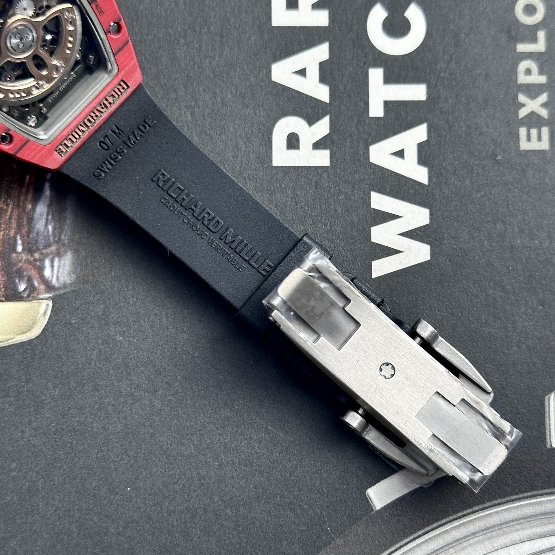 Richard Mille Replica Watches RM07-01 Red Carbon Rubber Strap 32x46mm - Top club